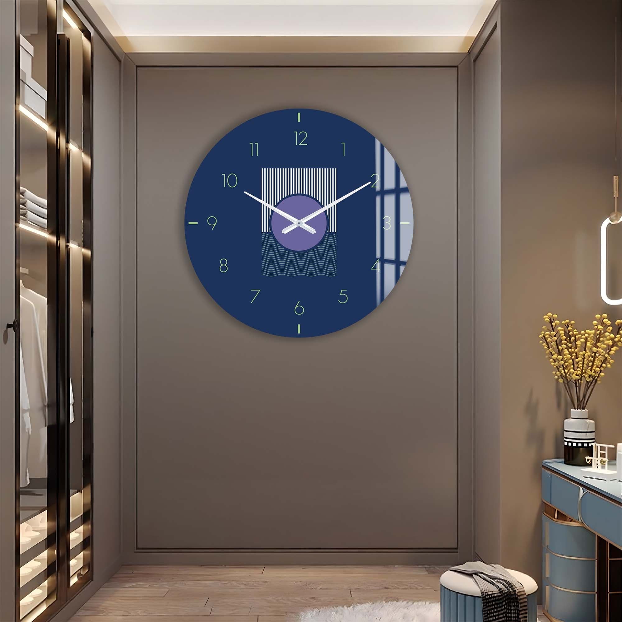 Artronauts Glass Print Navy Blue - Glass Wall Clock