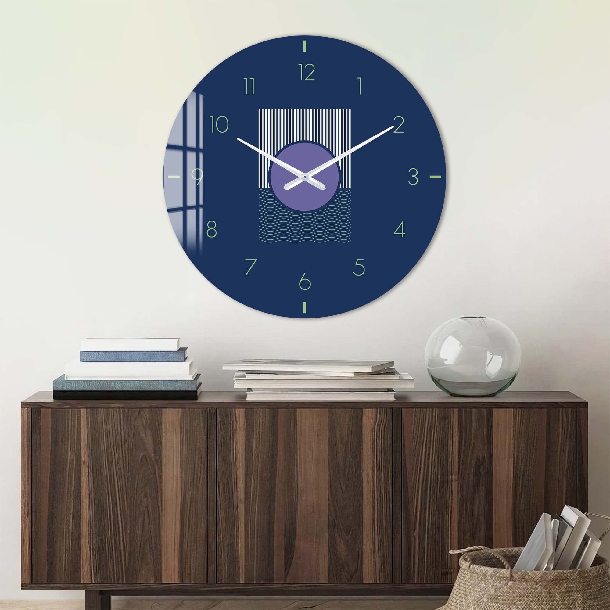 Artronauts Glass Print Navy Blue - Glass Wall Clock