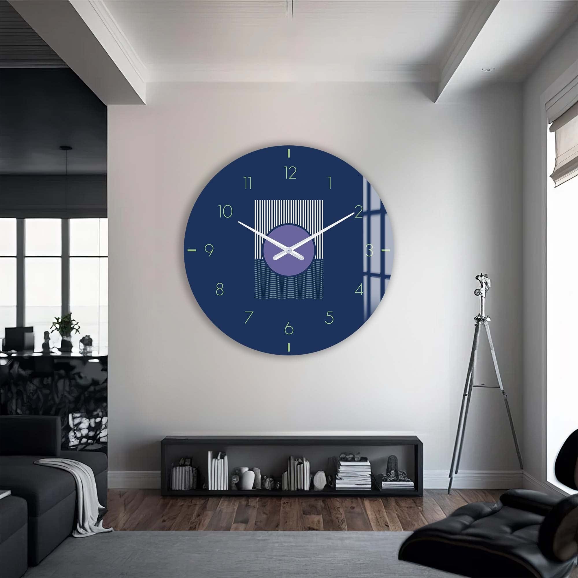 Artronauts Glass Print Navy Blue - Glass Wall Clock