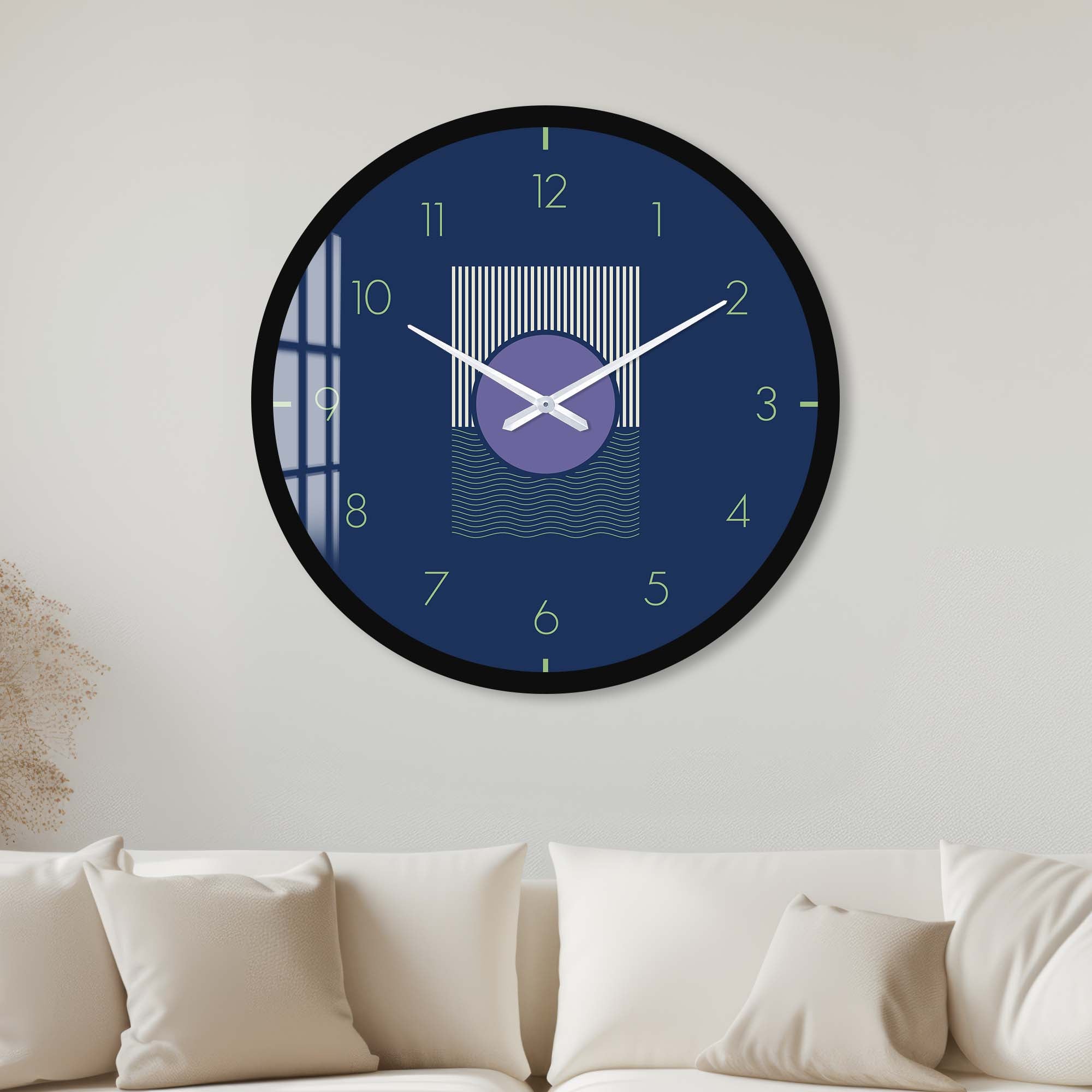 Artronauts Glass Print 40 cm ⌀ | 15.7" / Black Navy Blue - Glass Wall Clock