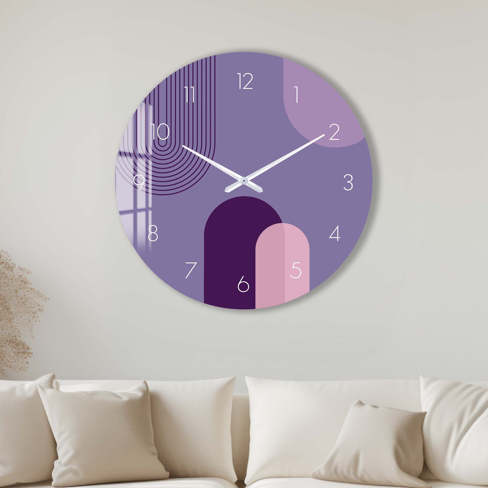 Artronauts Glass Print 40 cm ⌀ | 15.7" / Frameless Puffy Purple - Glass Wall Clock