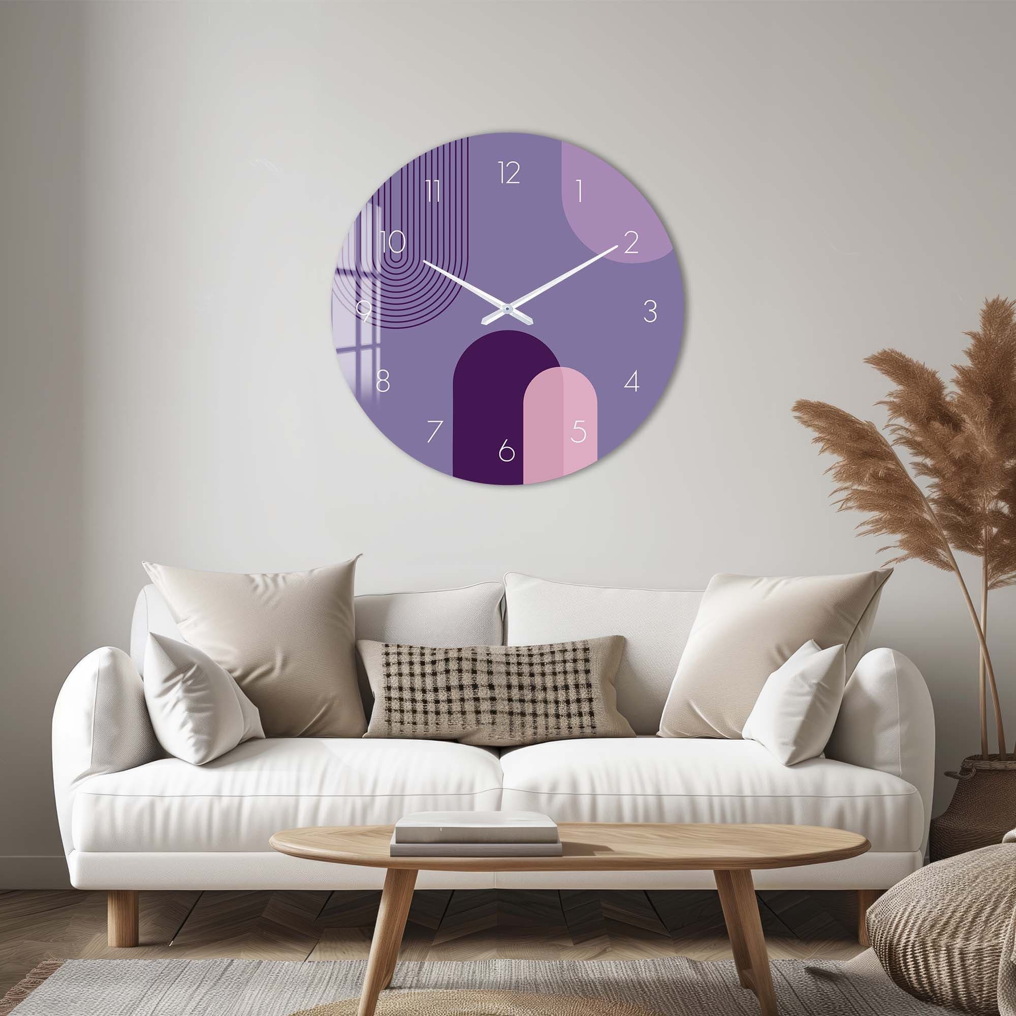 Artronauts Glass Print Puffy Purple - Glass Wall Clock