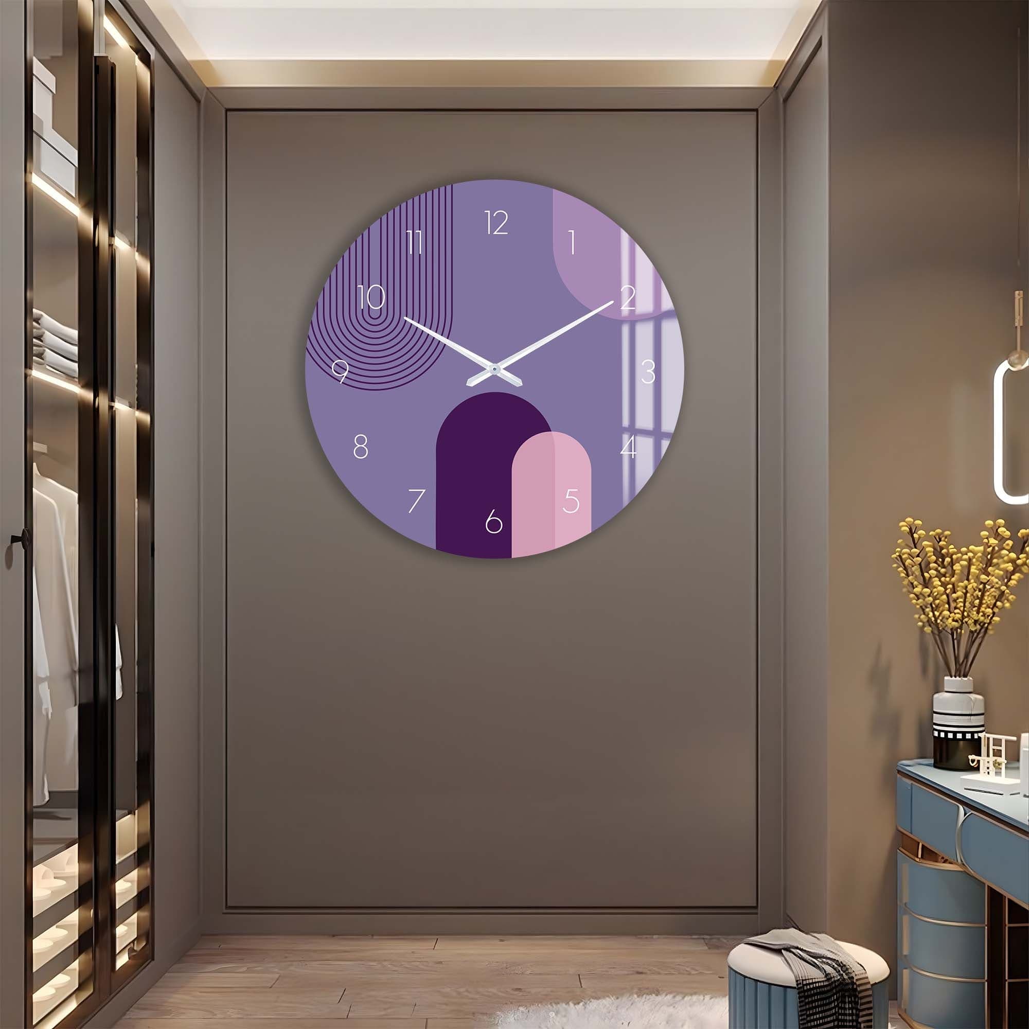 Artronauts Glass Print Puffy Purple - Glass Wall Clock