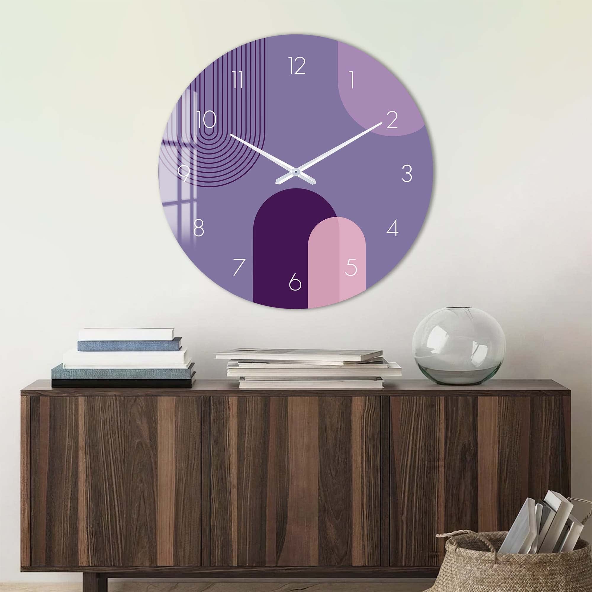 Artronauts Glass Print Puffy Purple - Glass Wall Clock