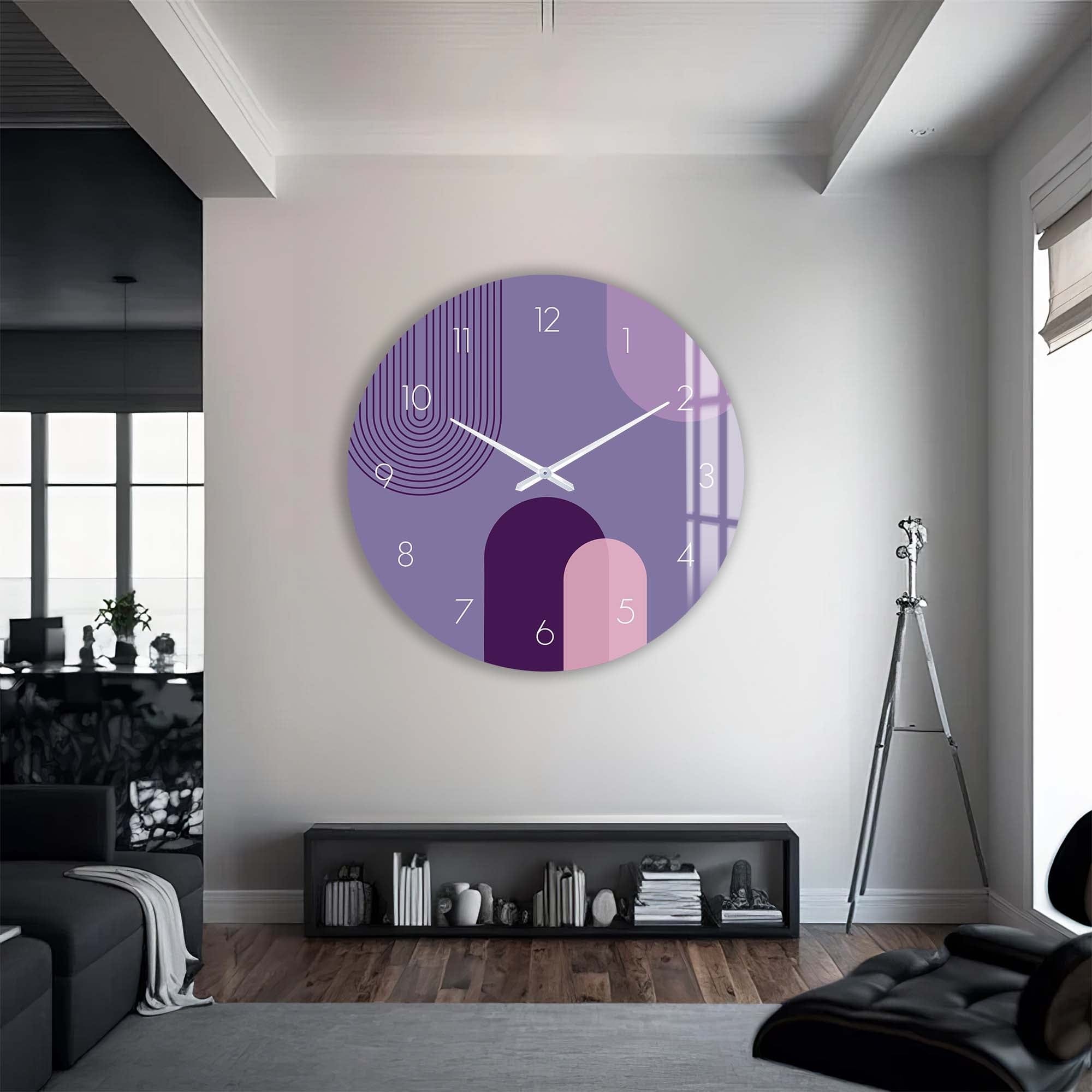 Artronauts Glass Print Puffy Purple - Glass Wall Clock