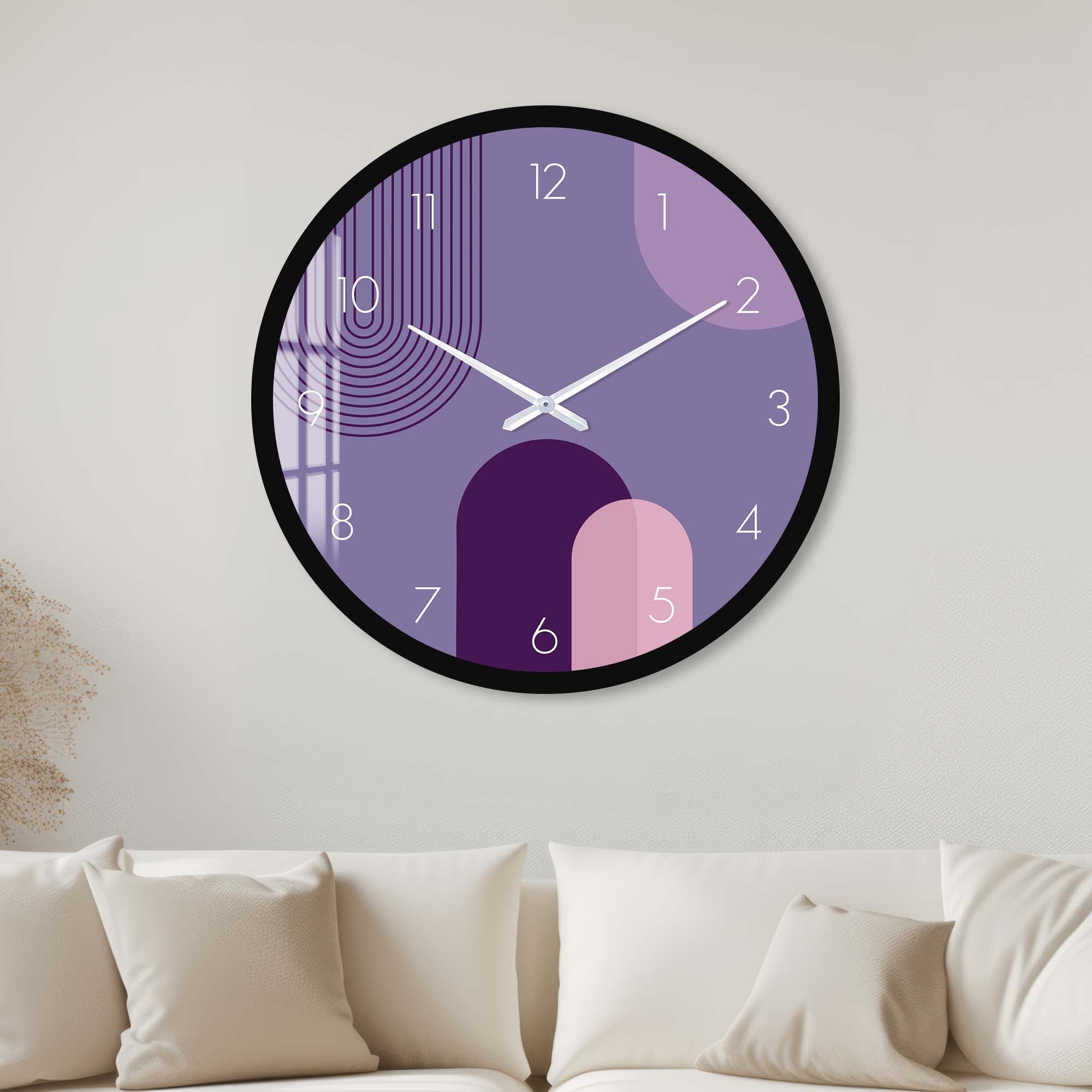 Artronauts Glass Print 40 cm ⌀ | 15.7" / Black Puffy Purple - Glass Wall Clock