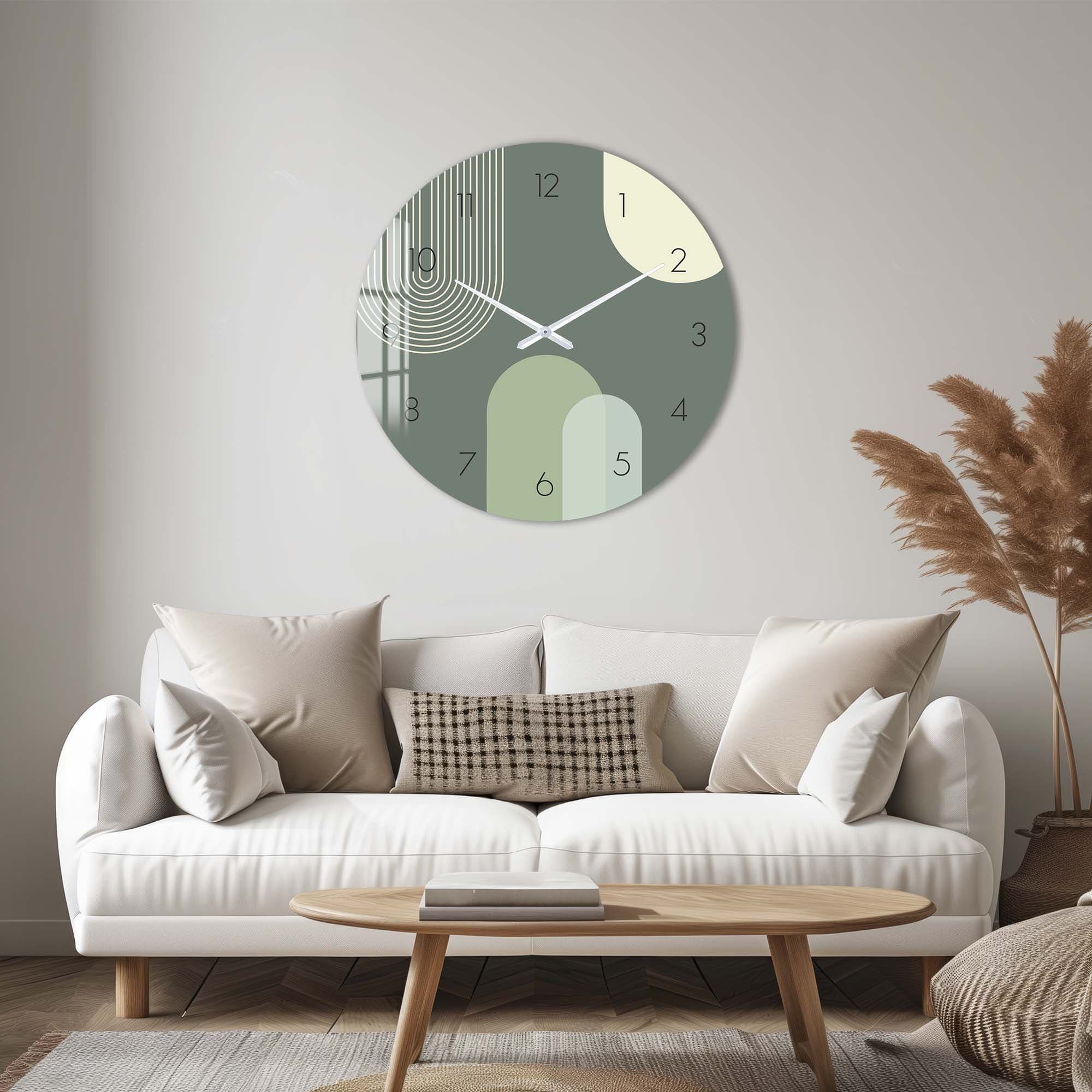 Artronauts Glass Print Puffy Khaki - Glass Wall Clock