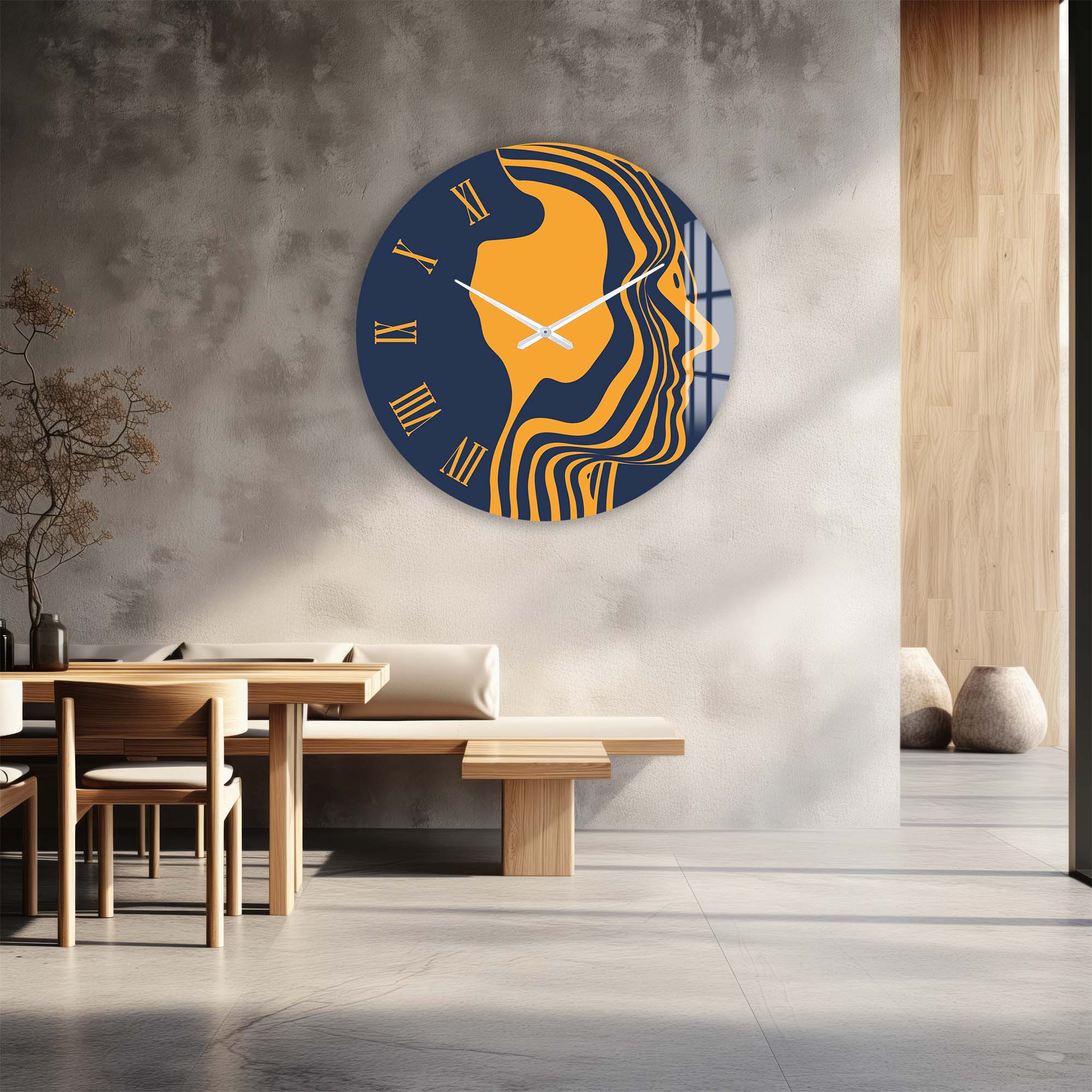 Artronauts Glass Print Orange Silhouette - Glass Wall Clock