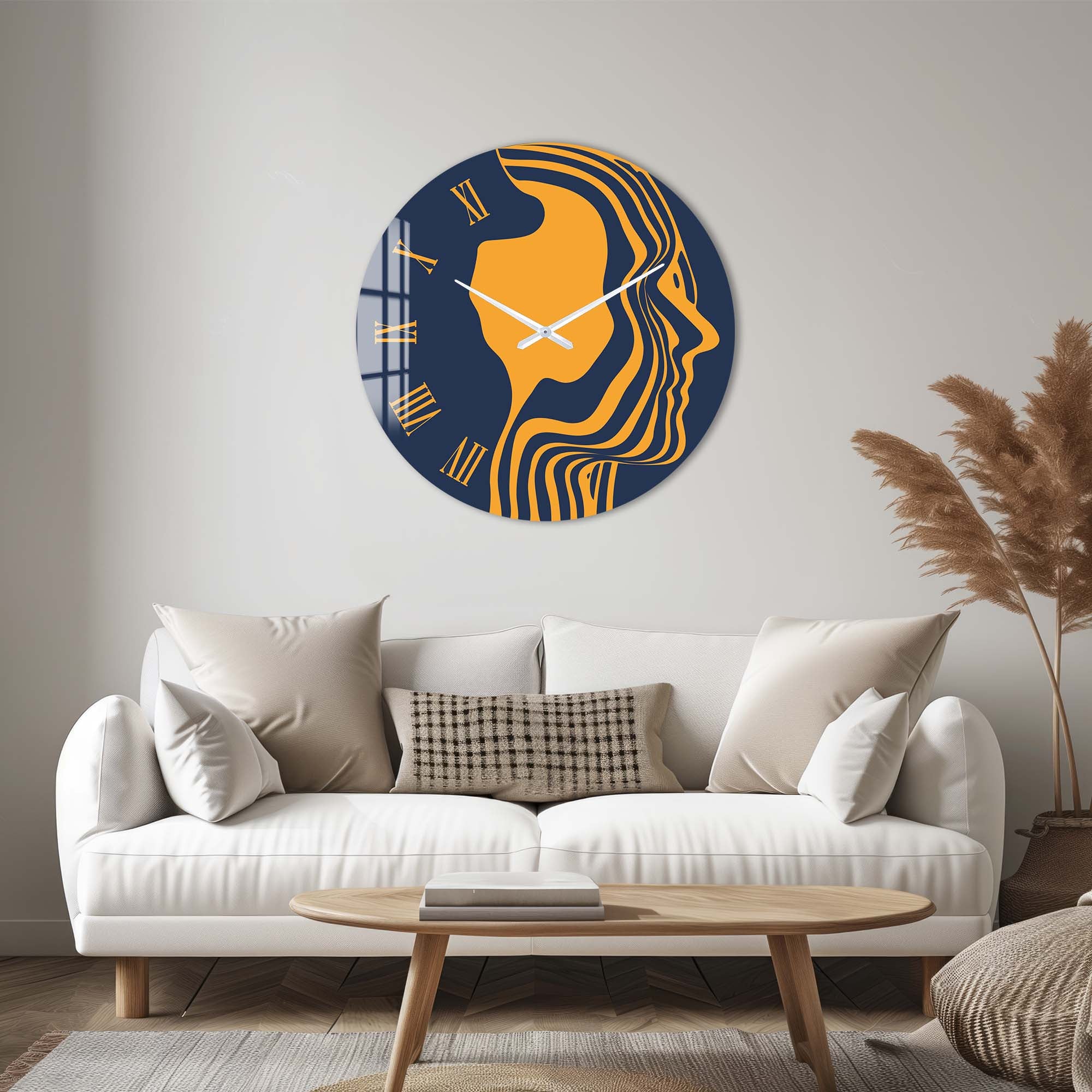 Orange Silhouette - Glass Wall Clock