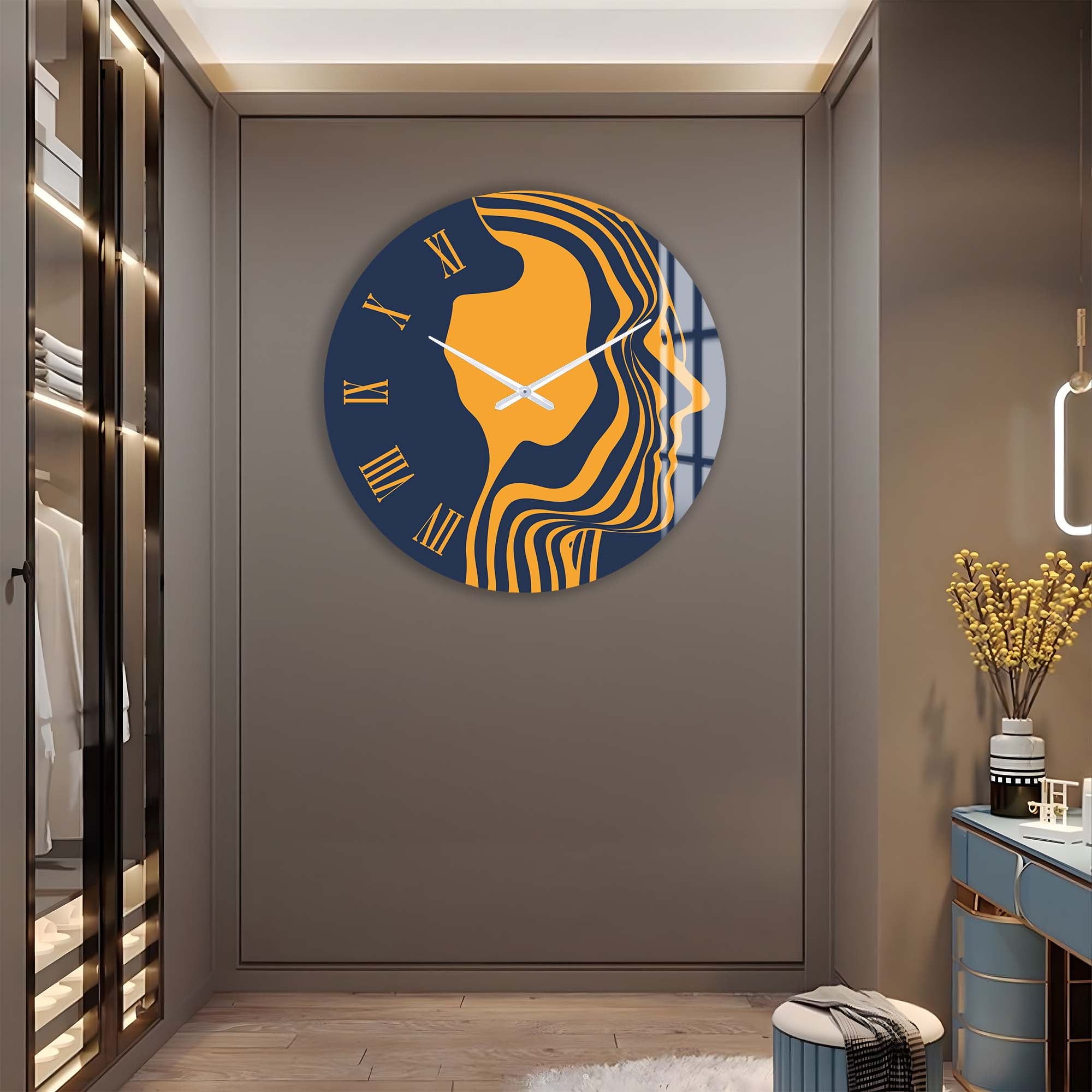 Orange Silhouette - Glass Wall Clock