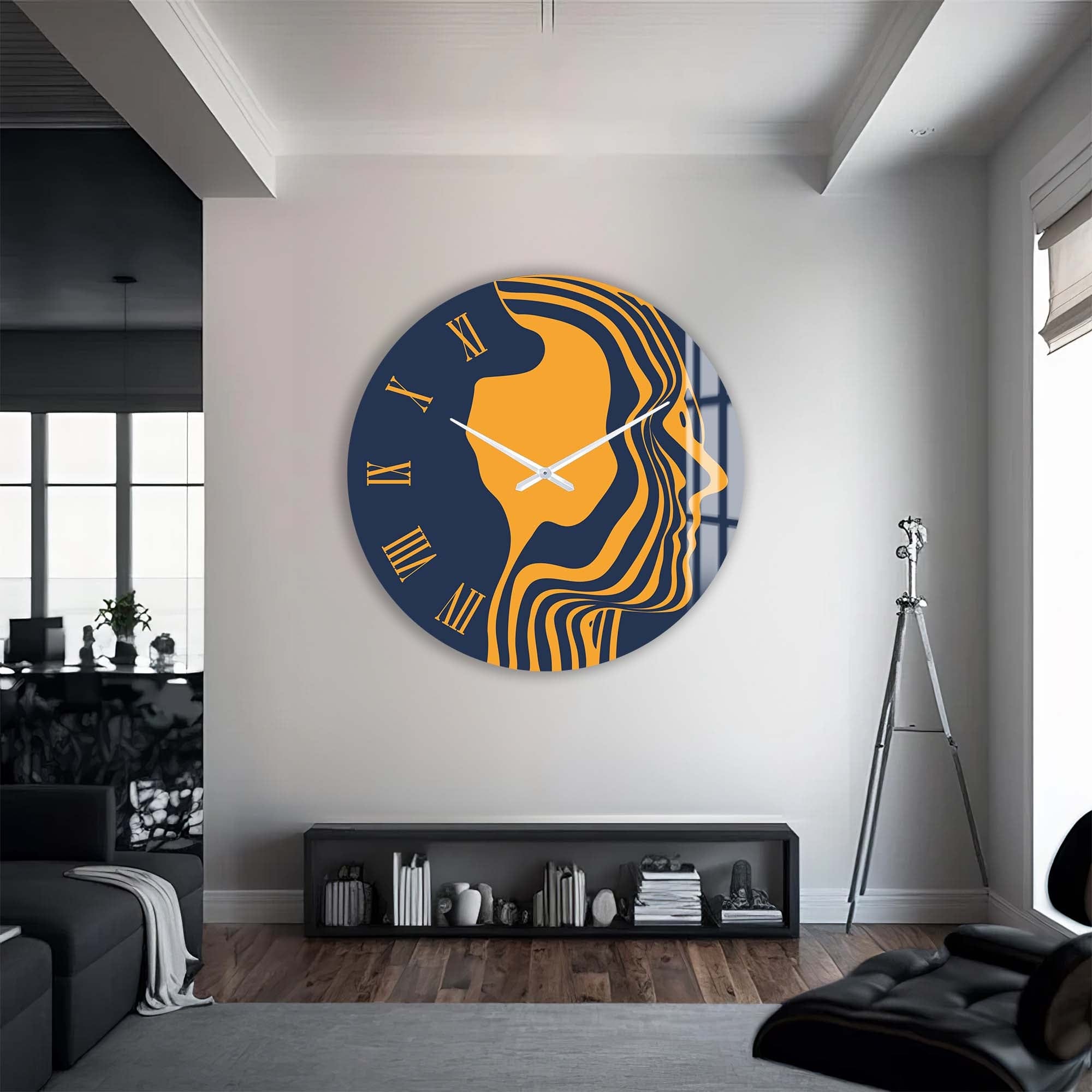 Artronauts Glass Print Orange Silhouette - Glass Wall Clock