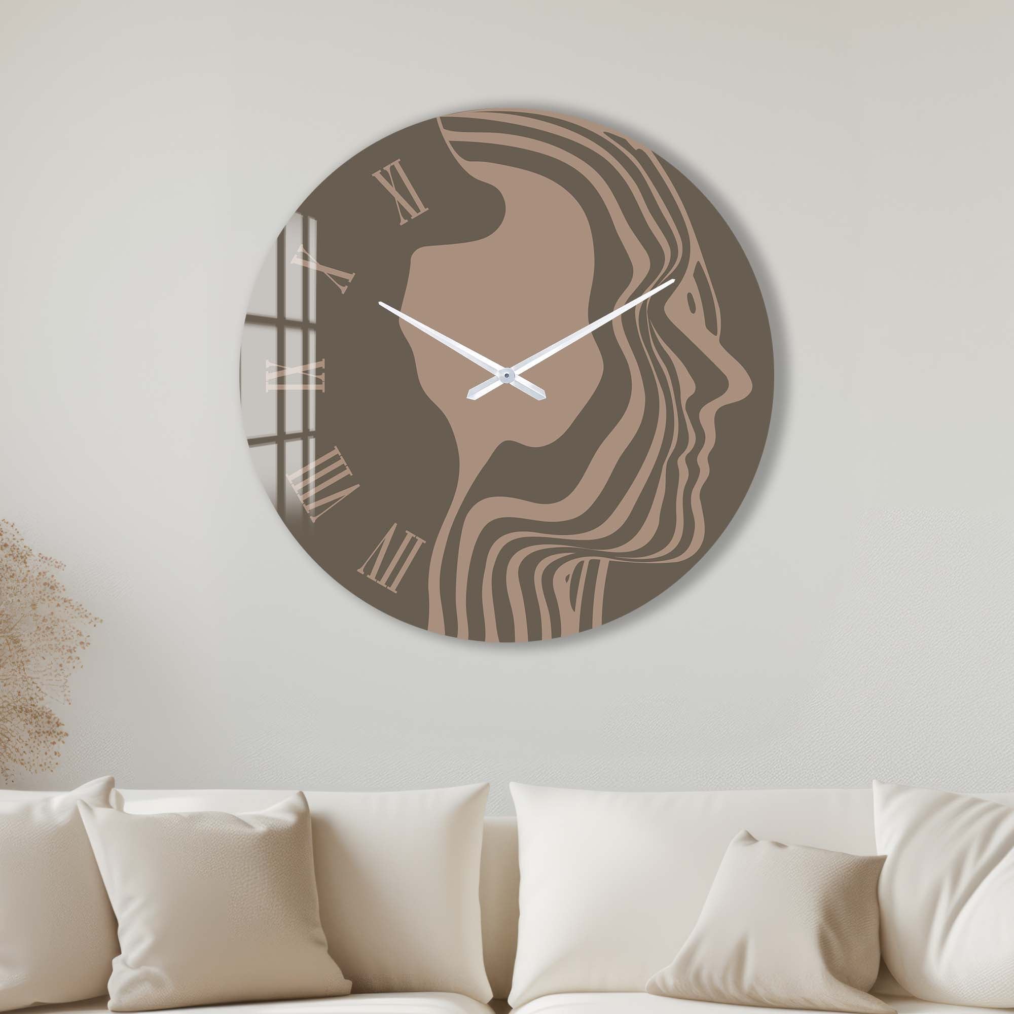 Artronauts Glass Print 40 cm ⌀ | 15.7" / Frameless Brown Silhouette - Glass Wall Clock