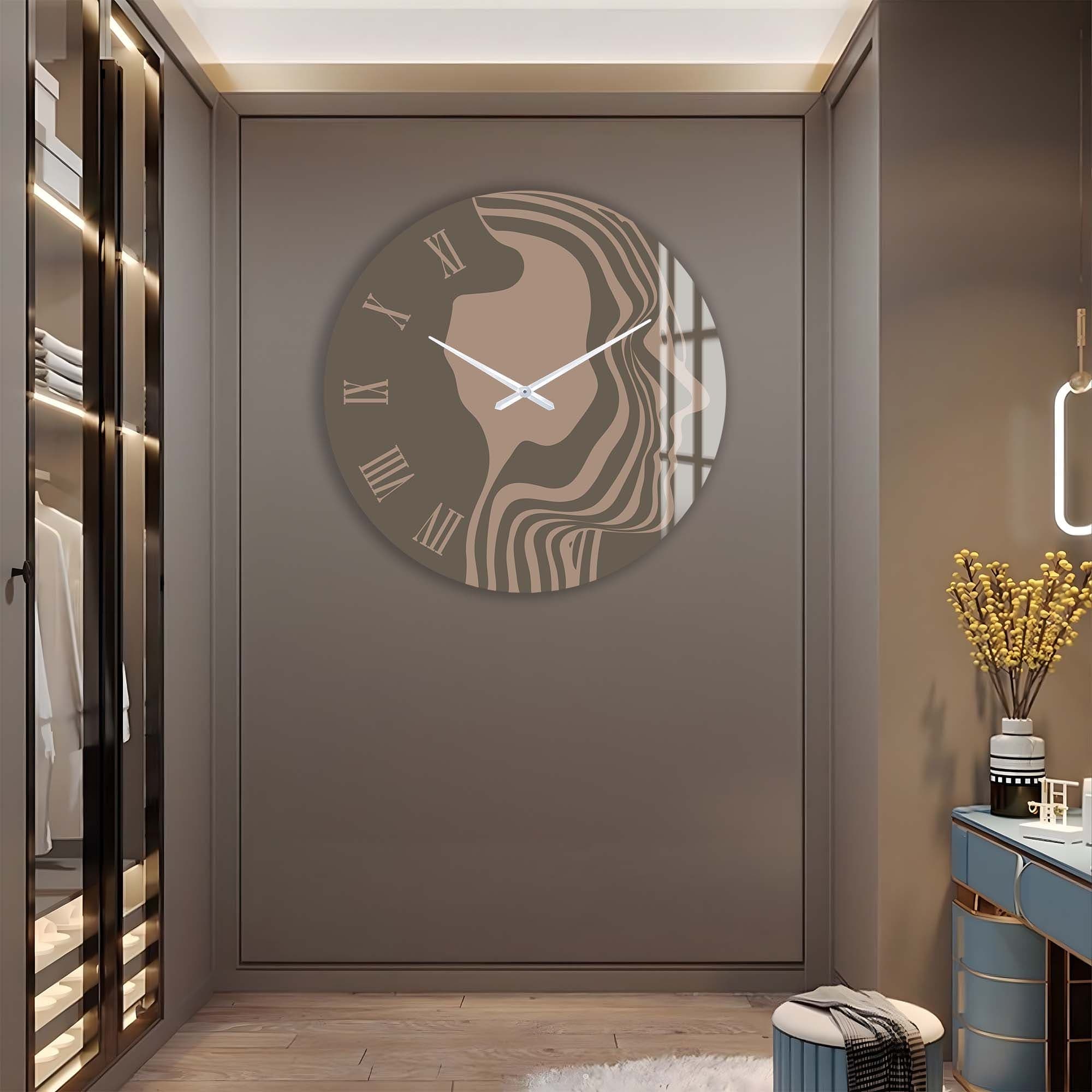 Artronauts Glass Print Brown Silhouette - Glass Wall Clock
