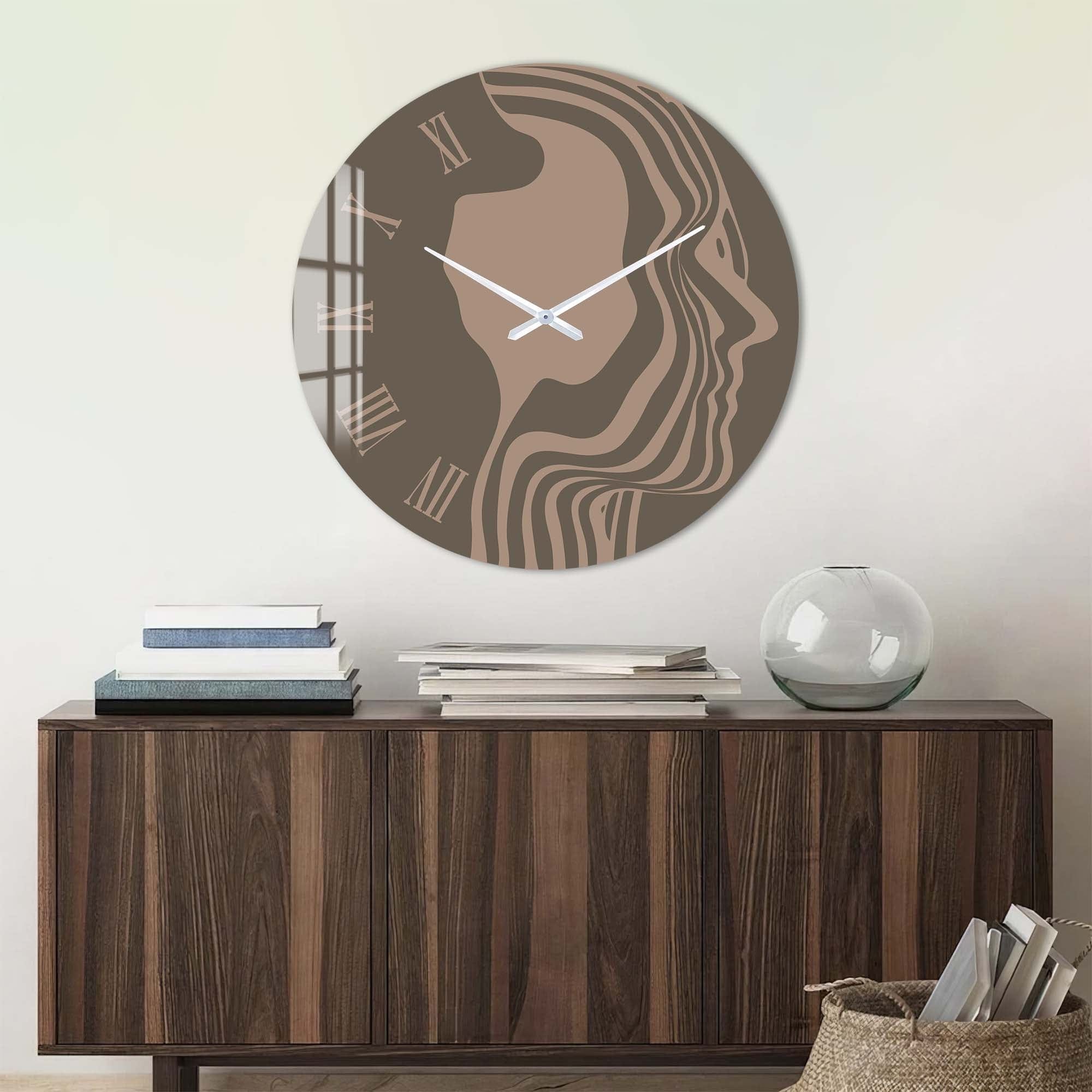 Artronauts Glass Print Brown Silhouette - Glass Wall Clock