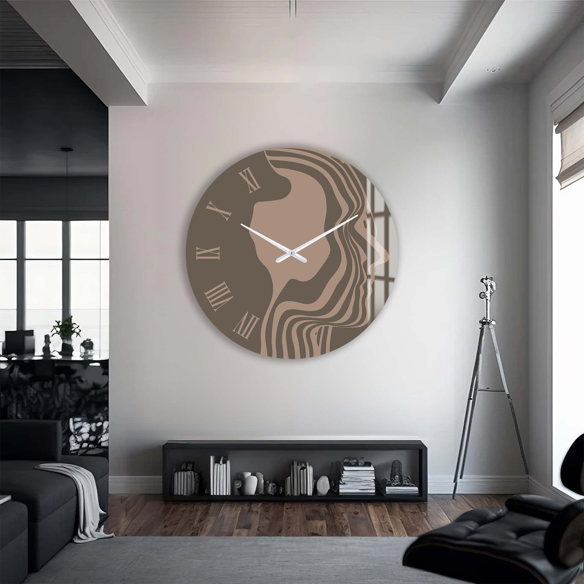 Artronauts Glass Print Brown Silhouette - Glass Wall Clock