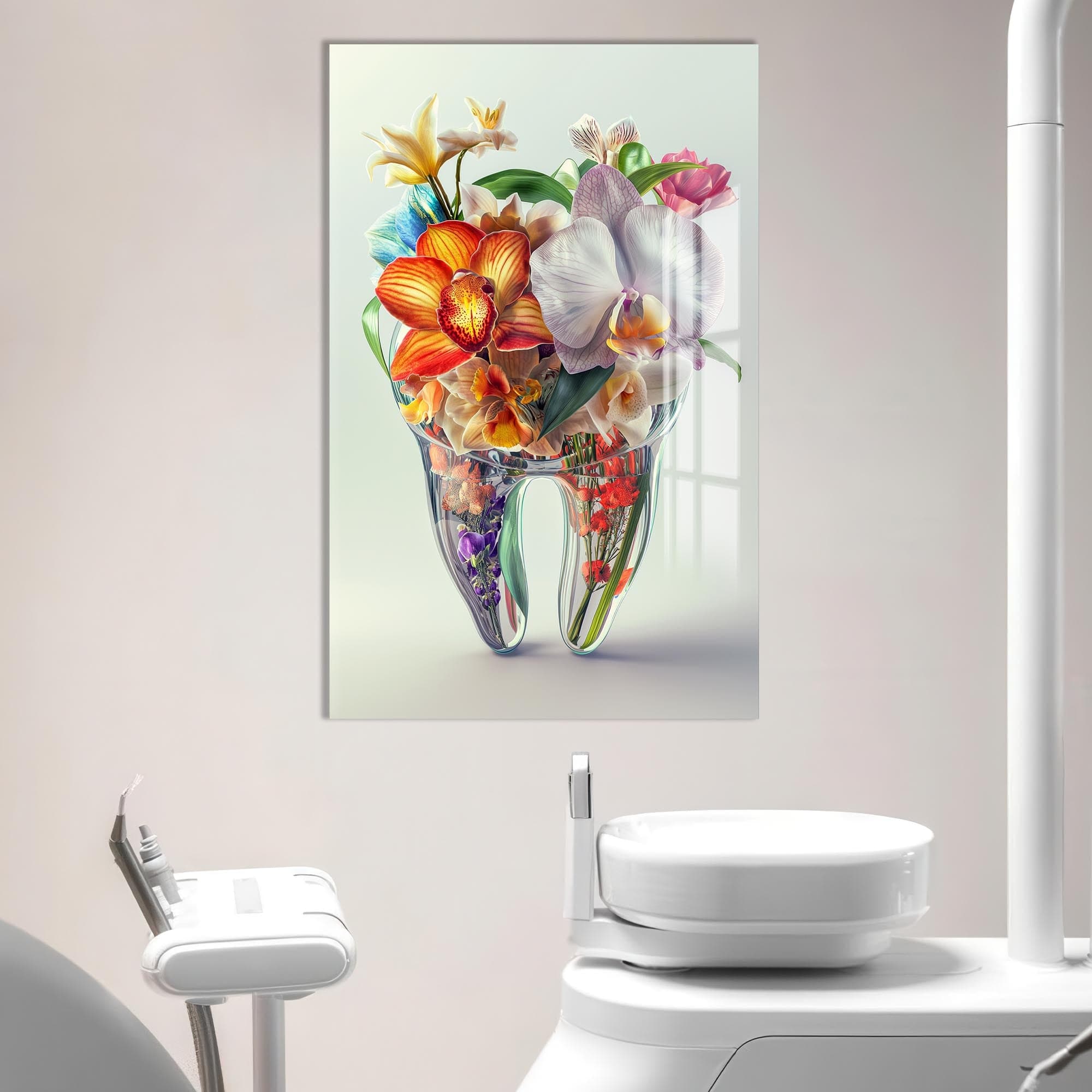 Artronauts Glass Print Floral Tooth Bouquet - Tempered Glass Wall Art