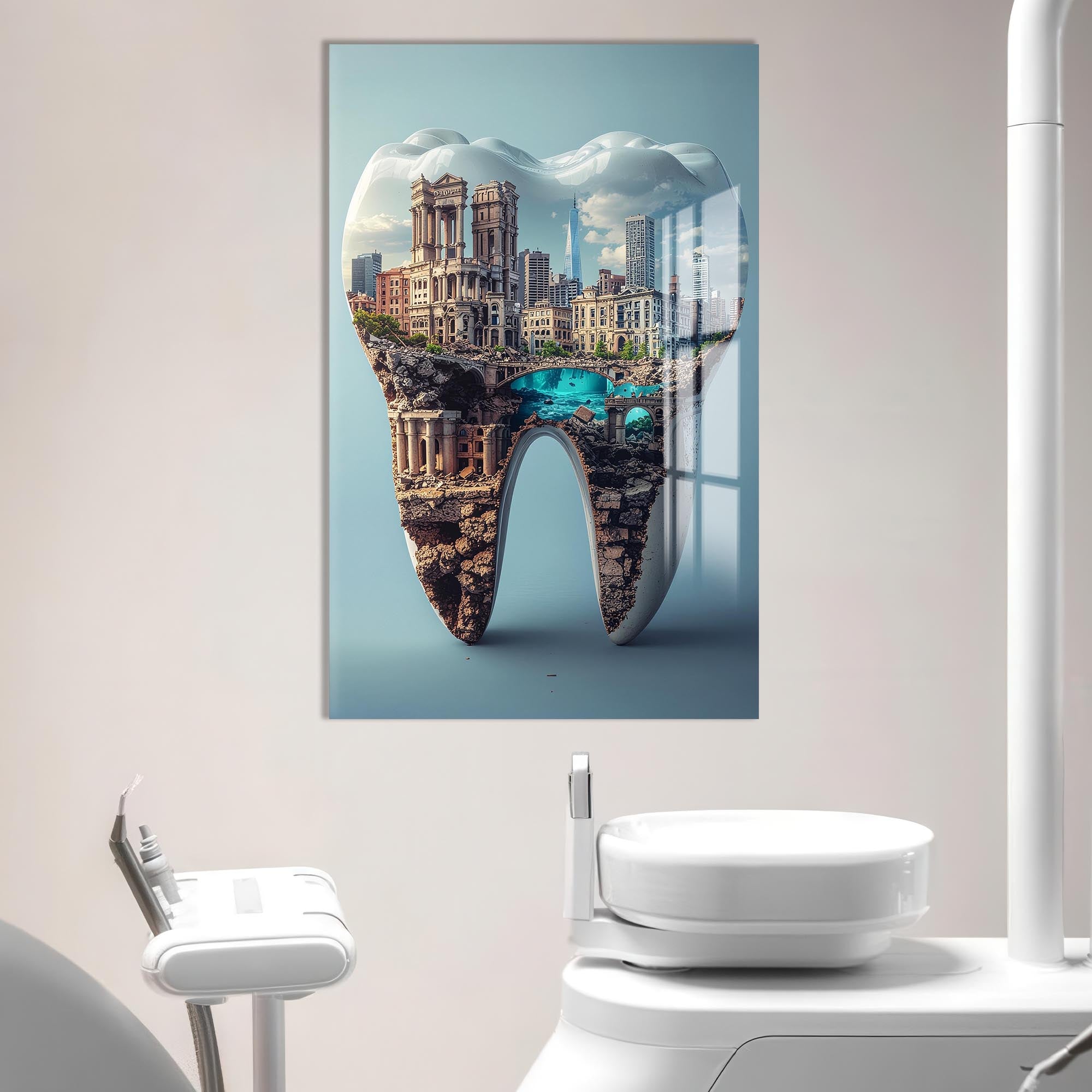 Artronauts Glass Print Cityscape Tooth - Tempered Glass Wall Art