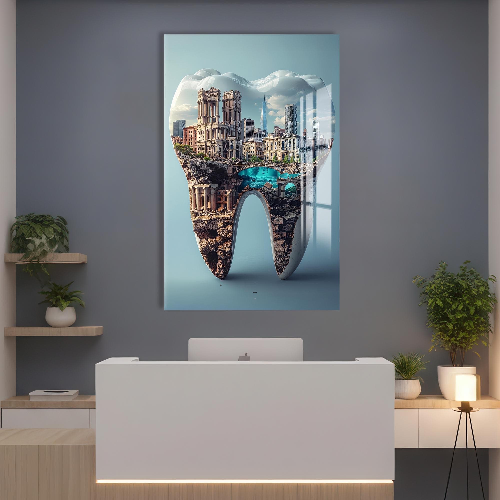 Artronauts Glass Print Cityscape Tooth - Tempered Glass Wall Art