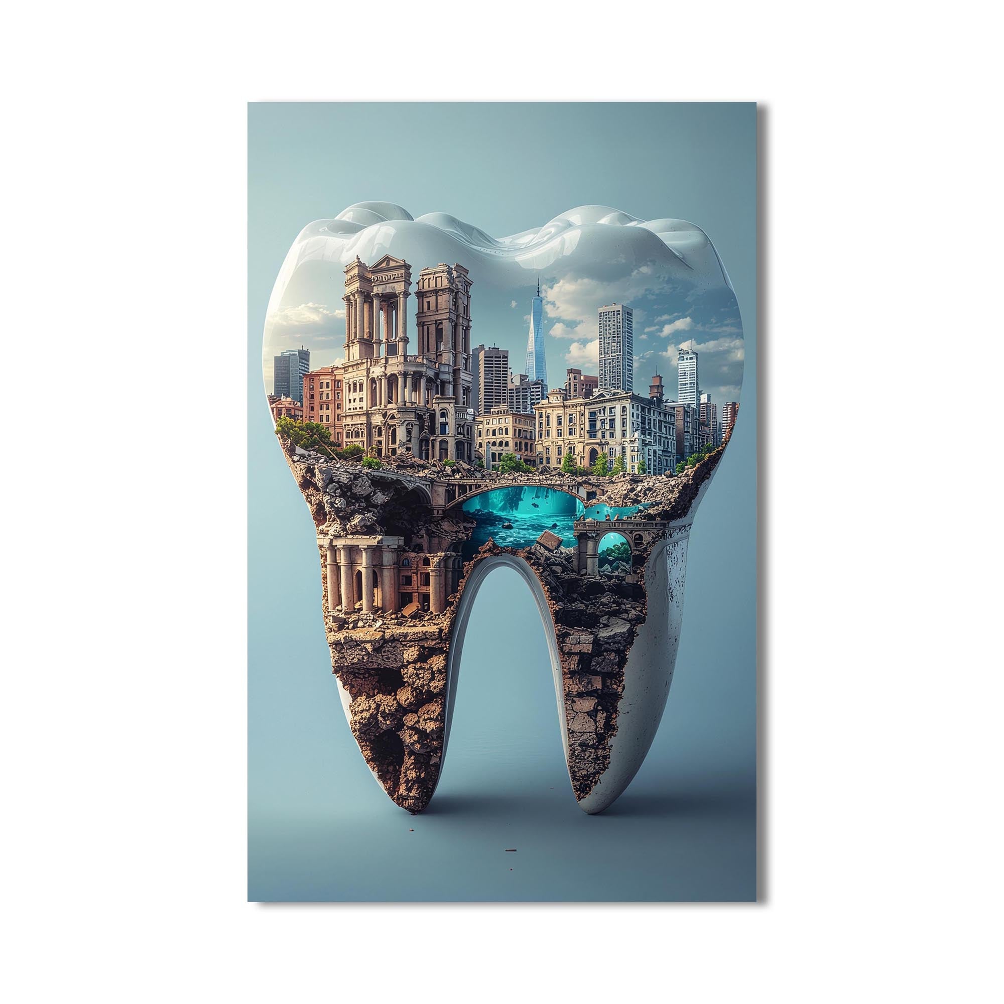 Artronauts Glass Print Cityscape Tooth - Tempered Glass Wall Art