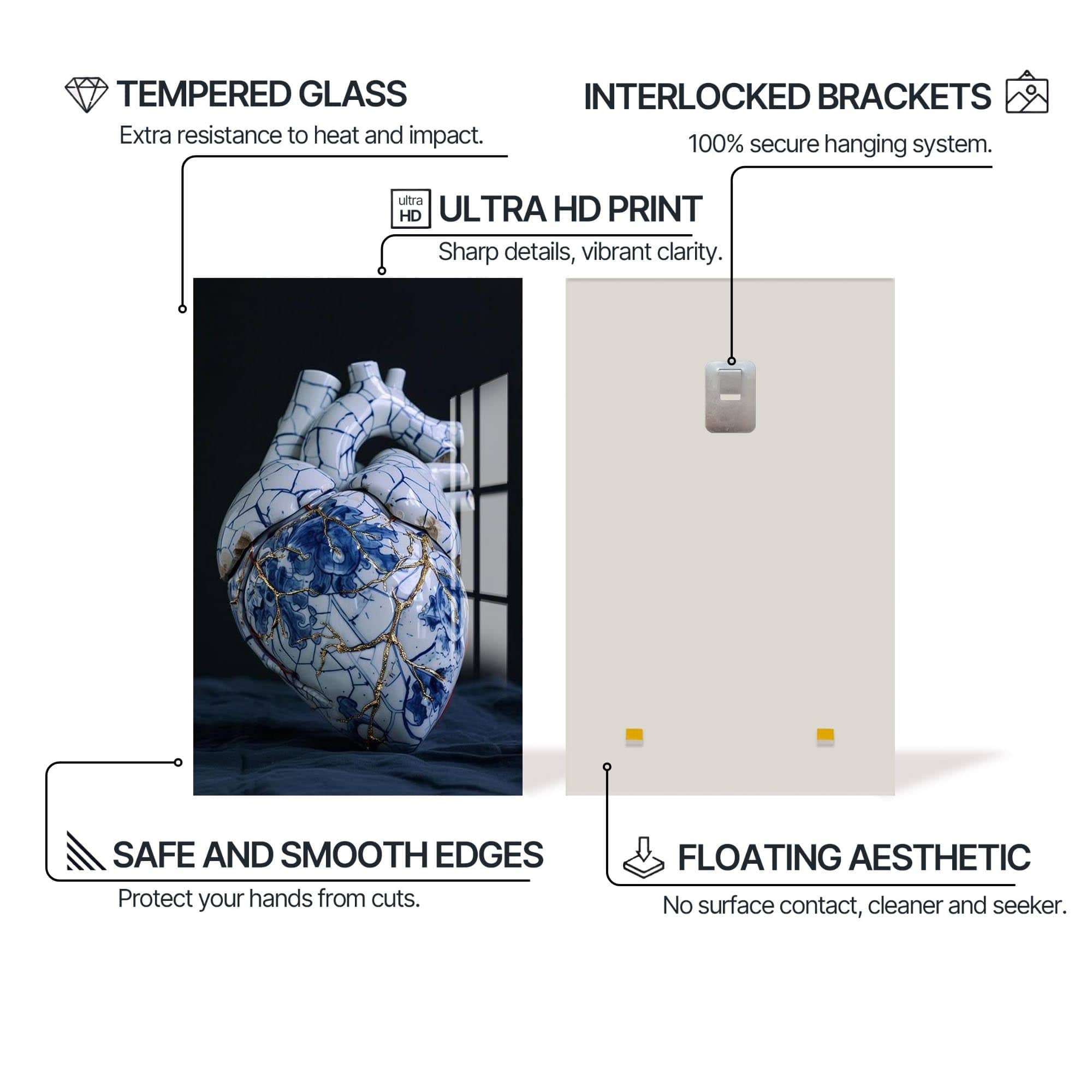 Artronauts Glass Print Kintsugi Heart Tooth - Tempered Glass Wall Art