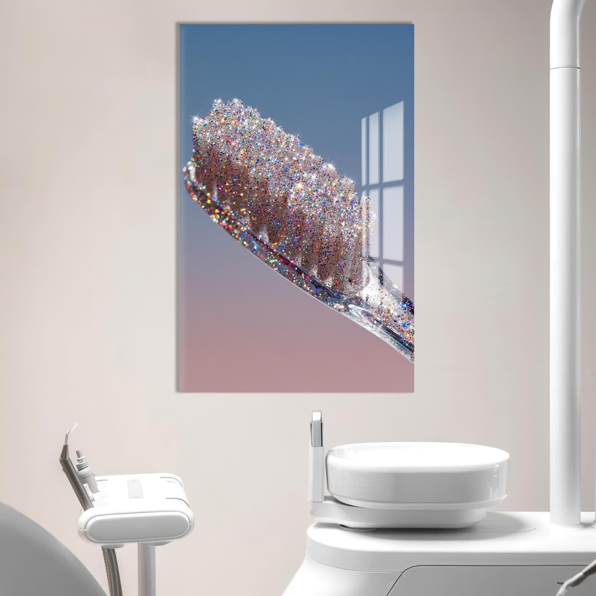 Artronauts Glass Print Glitter Toothbrush Sparkle - Tempered Glass Wall Art