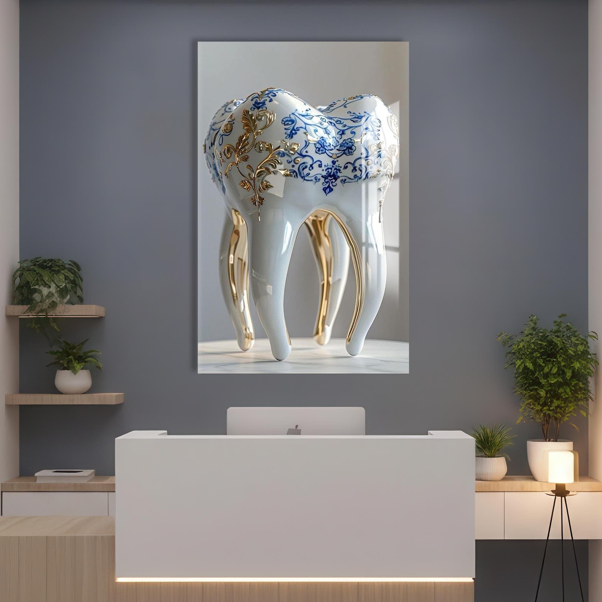 Artronauts Glass Print Porcelain Royal Tooth - Tempered Glass Wall Art