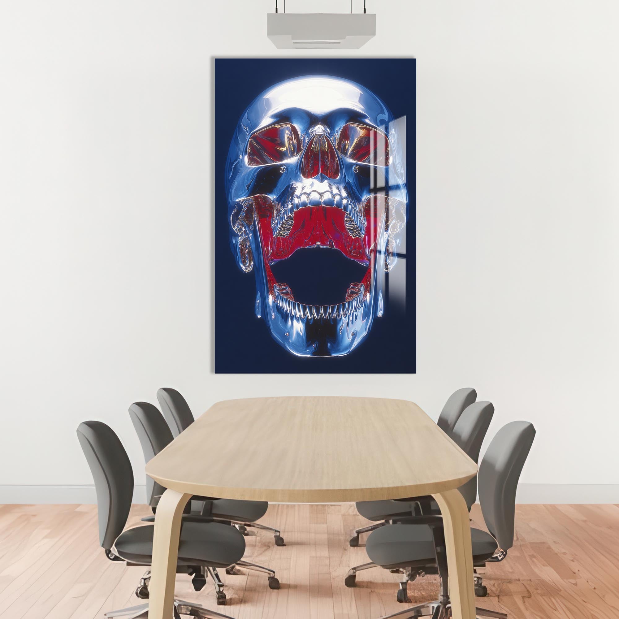 Artronauts Glass Print Chrome Skull Anatomy - Tempered Glass Wall Art
