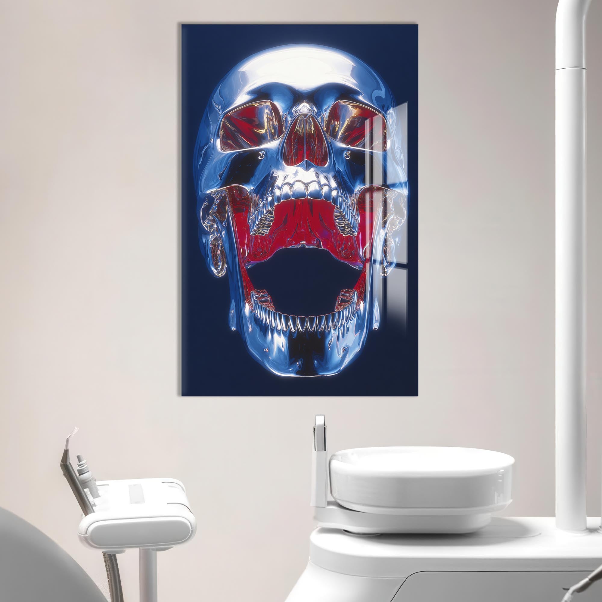 Artronauts Glass Print Chrome Skull Anatomy - Tempered Glass Wall Art