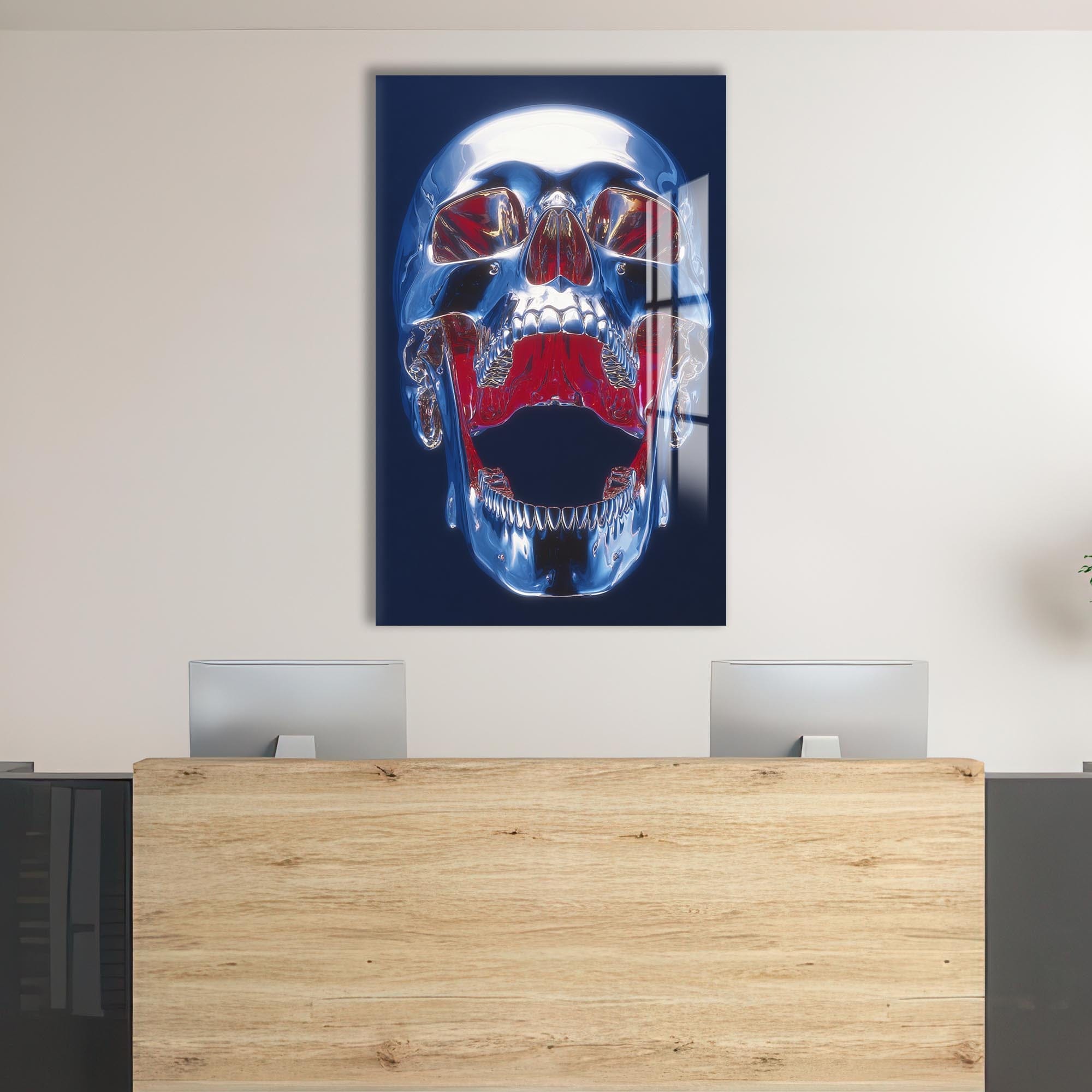 Artronauts Glass Print Chrome Skull Anatomy - Tempered Glass Wall Art