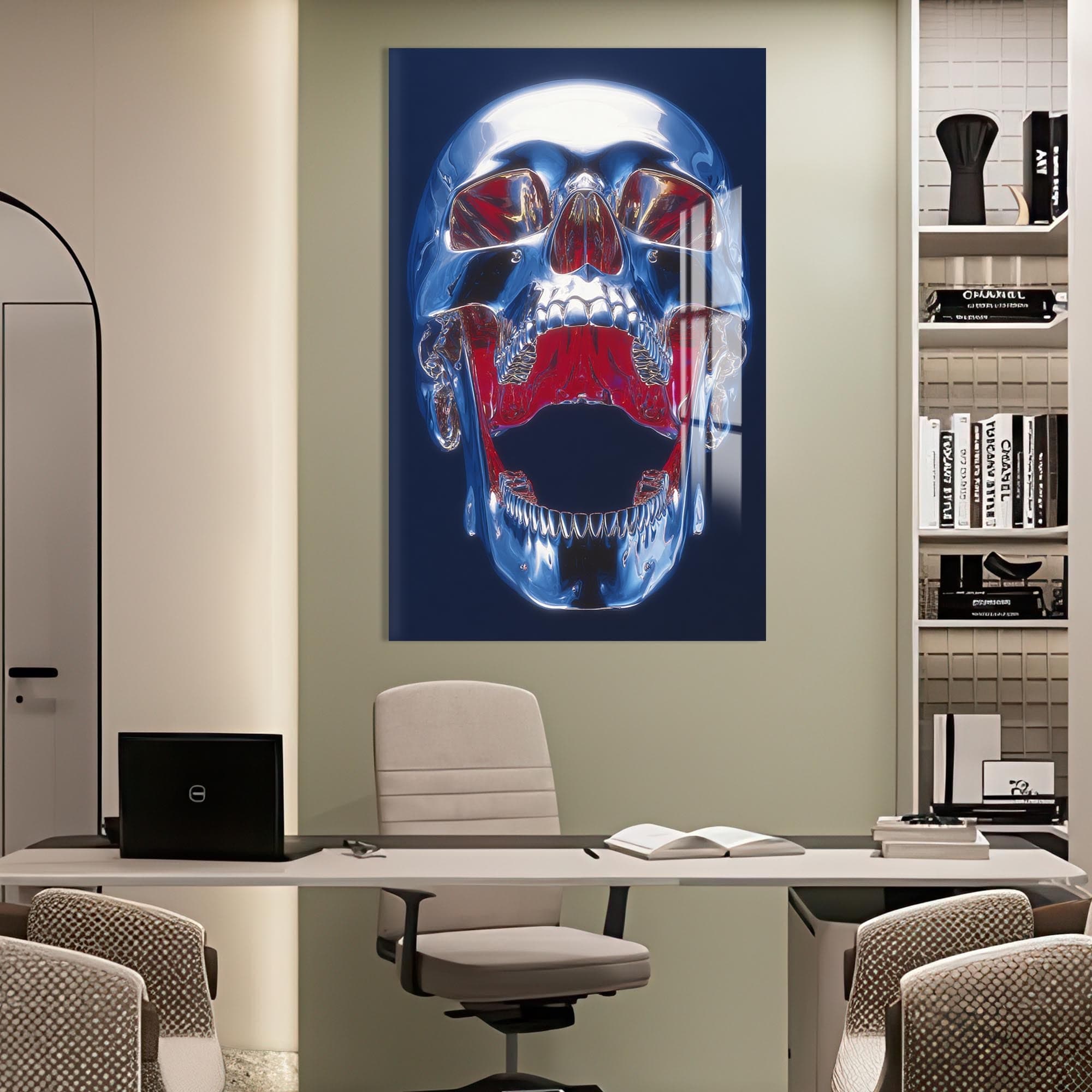 Artronauts Glass Print Chrome Skull Anatomy - Tempered Glass Wall Art