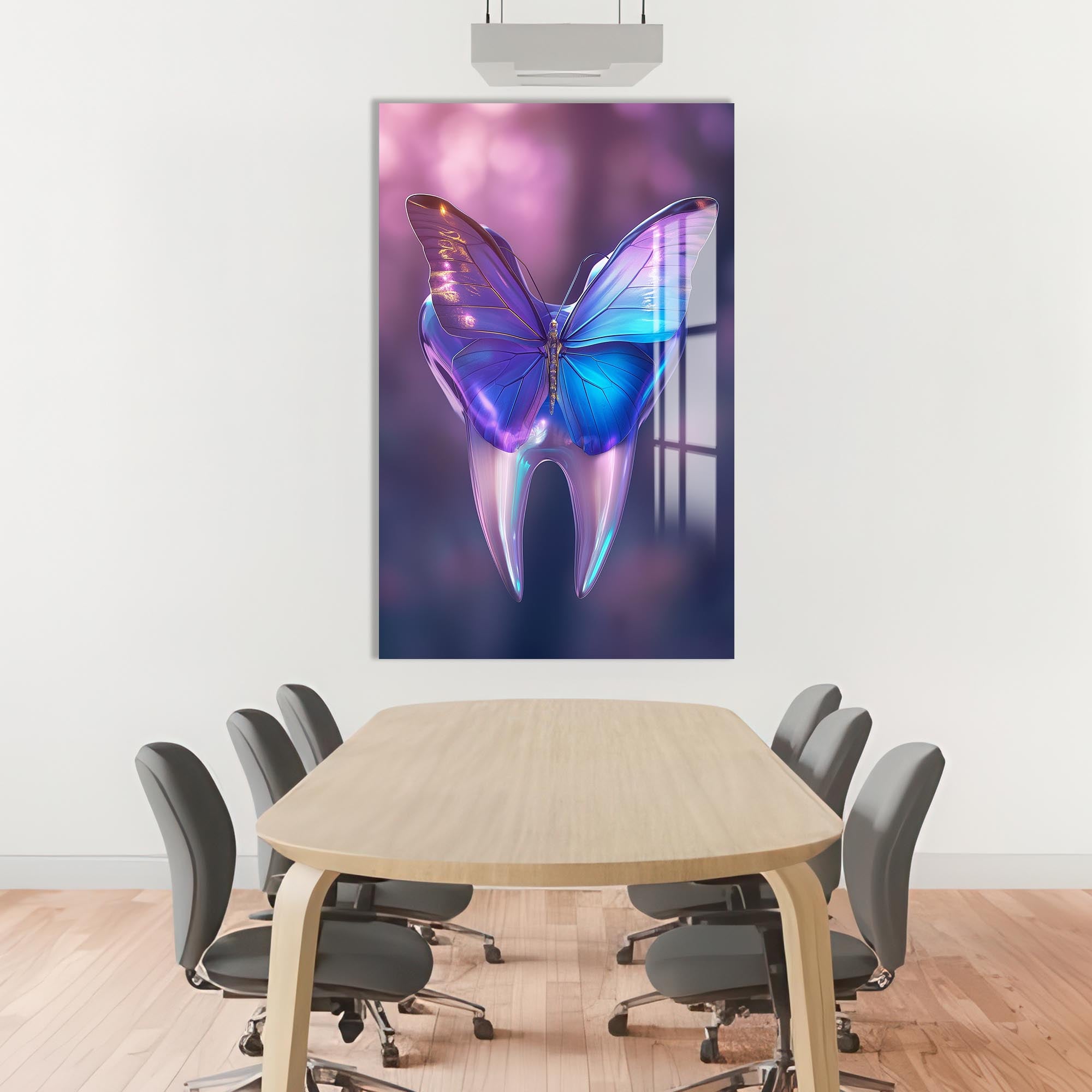 Artronauts Glass Print Butterfly Dental Glow - Tempered Glass Wall Art