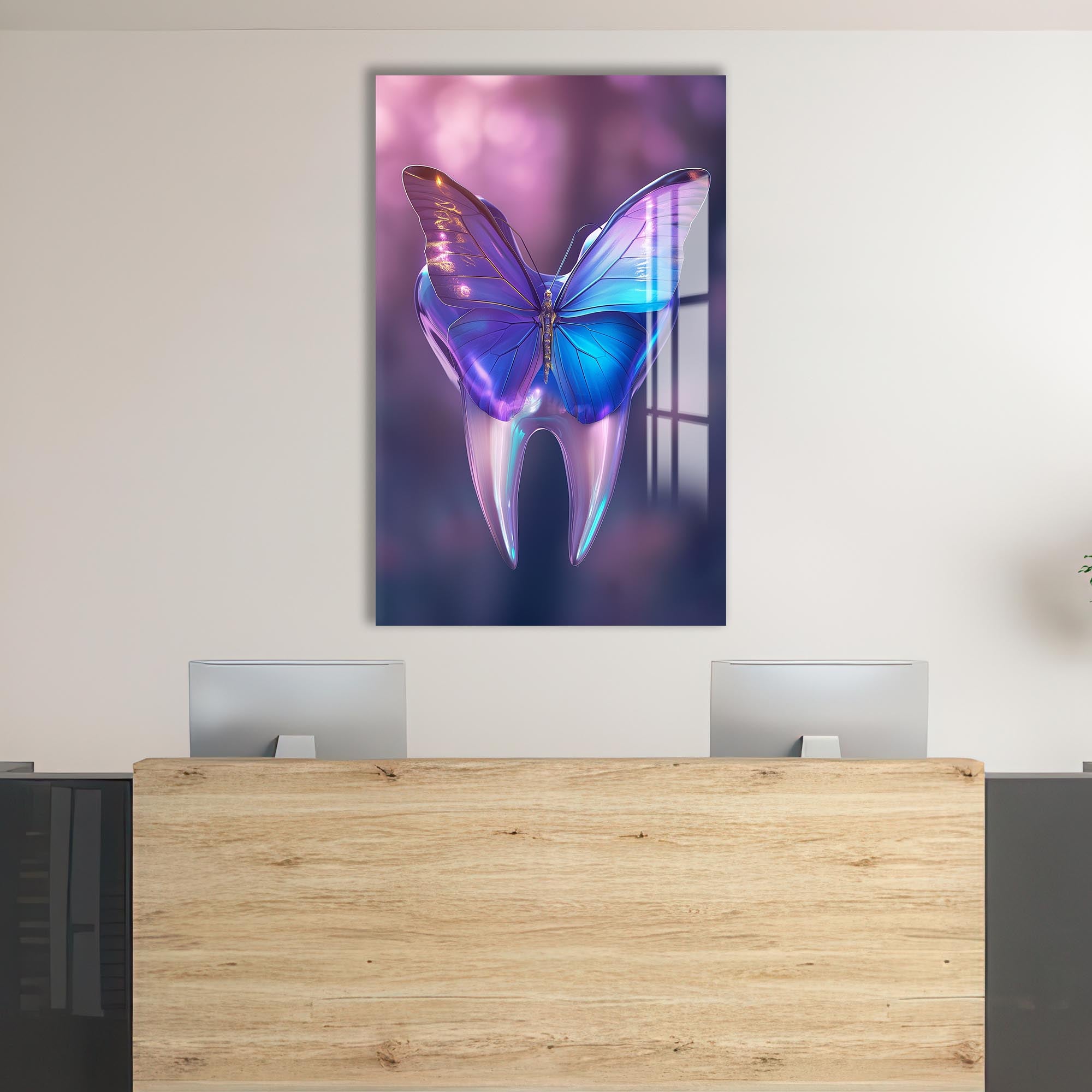Artronauts Glass Print Butterfly Dental Glow - Tempered Glass Wall Art