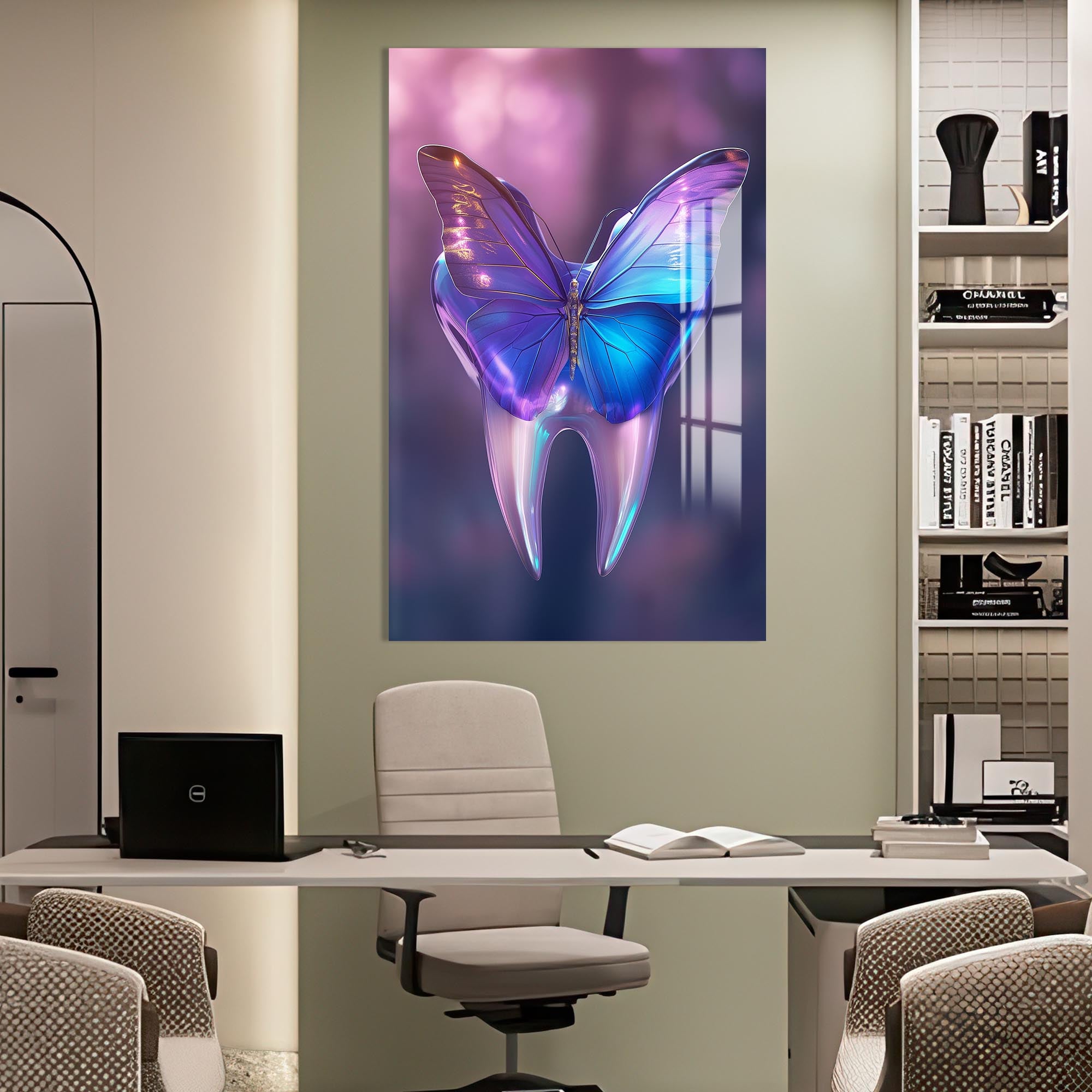 Artronauts Glass Print Butterfly Dental Glow - Tempered Glass Wall Art