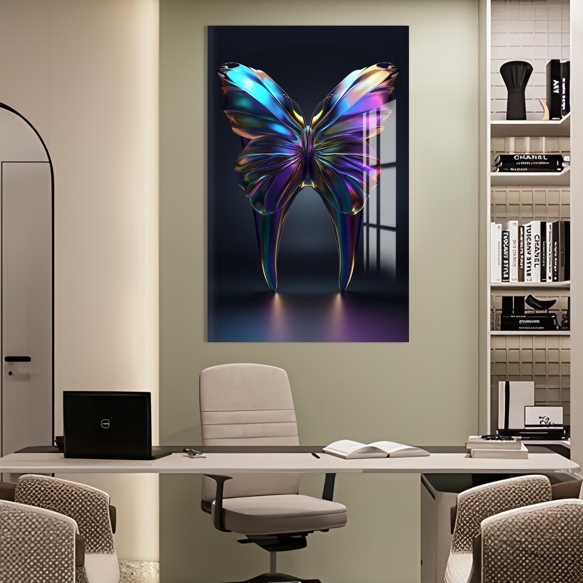 Artronauts Glass Print Iridescent Butterfly Tooth - Tempered Glass Wall Art