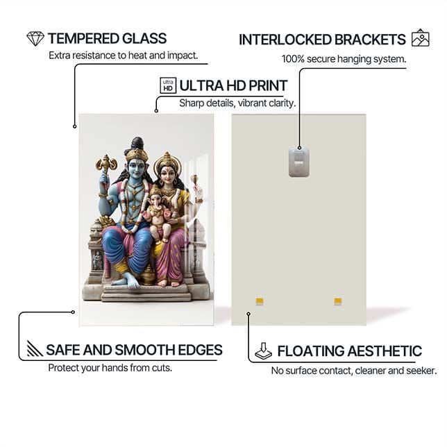 Artronauts Glass Print Divine Family- Hinduism Tempered Glass Wall Art