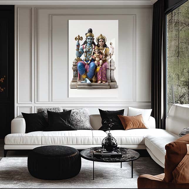 Artronauts Glass Print Divine Family- Hinduism Tempered Glass Wall Art