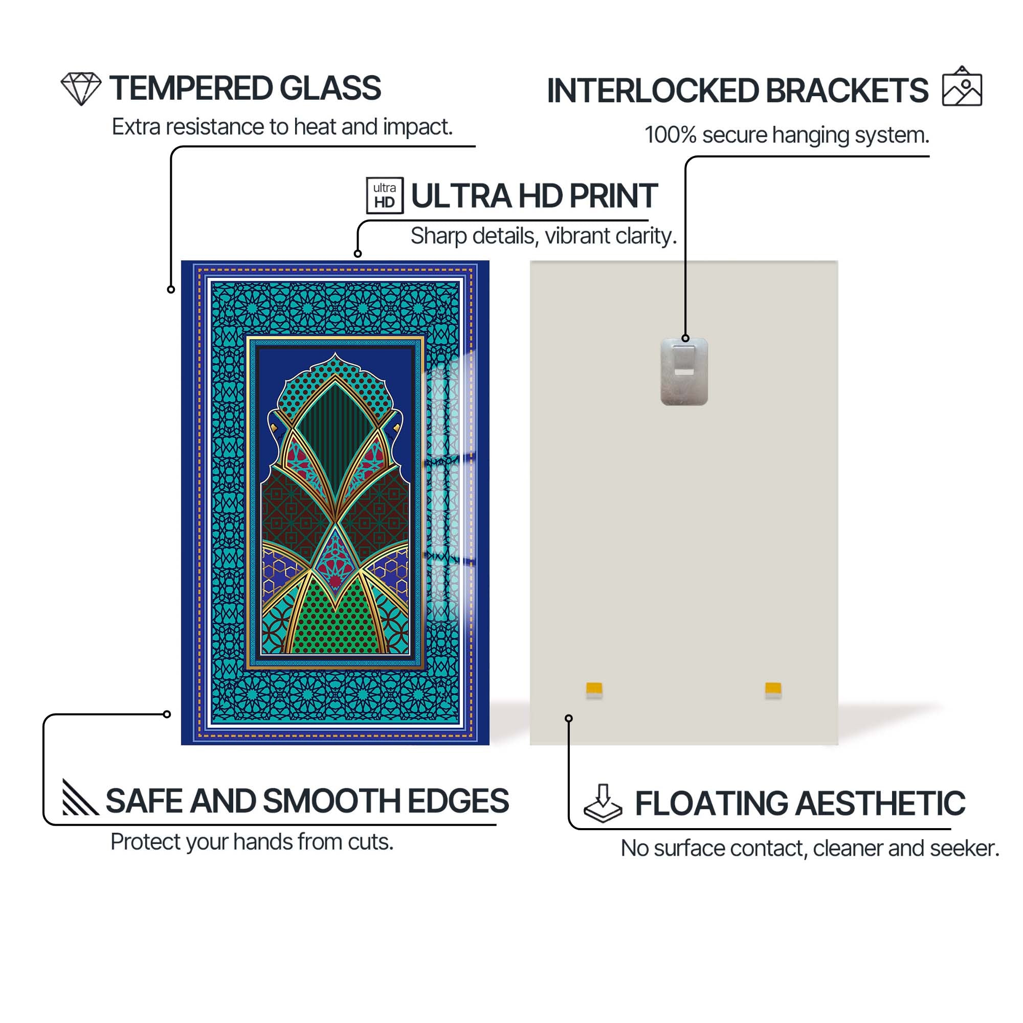 Artronauts Glass Print Islamic Arch- Islamic Tempered Glass Wall Art