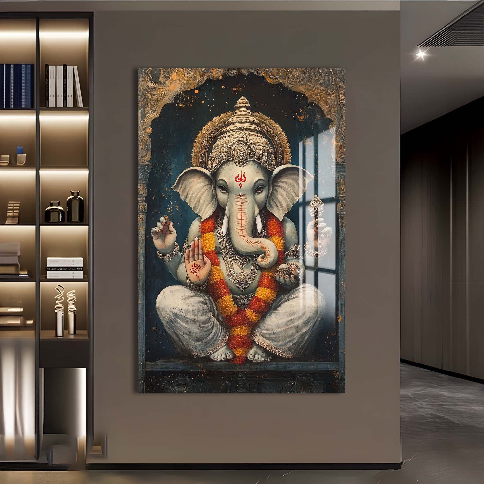 Artronauts Glass Print Sacred Ganesha- Hinduism Tempered Glass Wall Art
