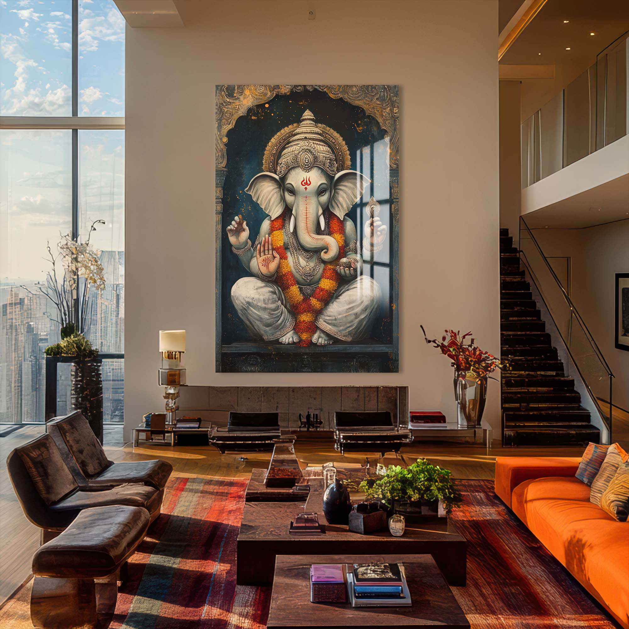 Artronauts Glass Print Sacred Ganesha- Hinduism Tempered Glass Wall Art
