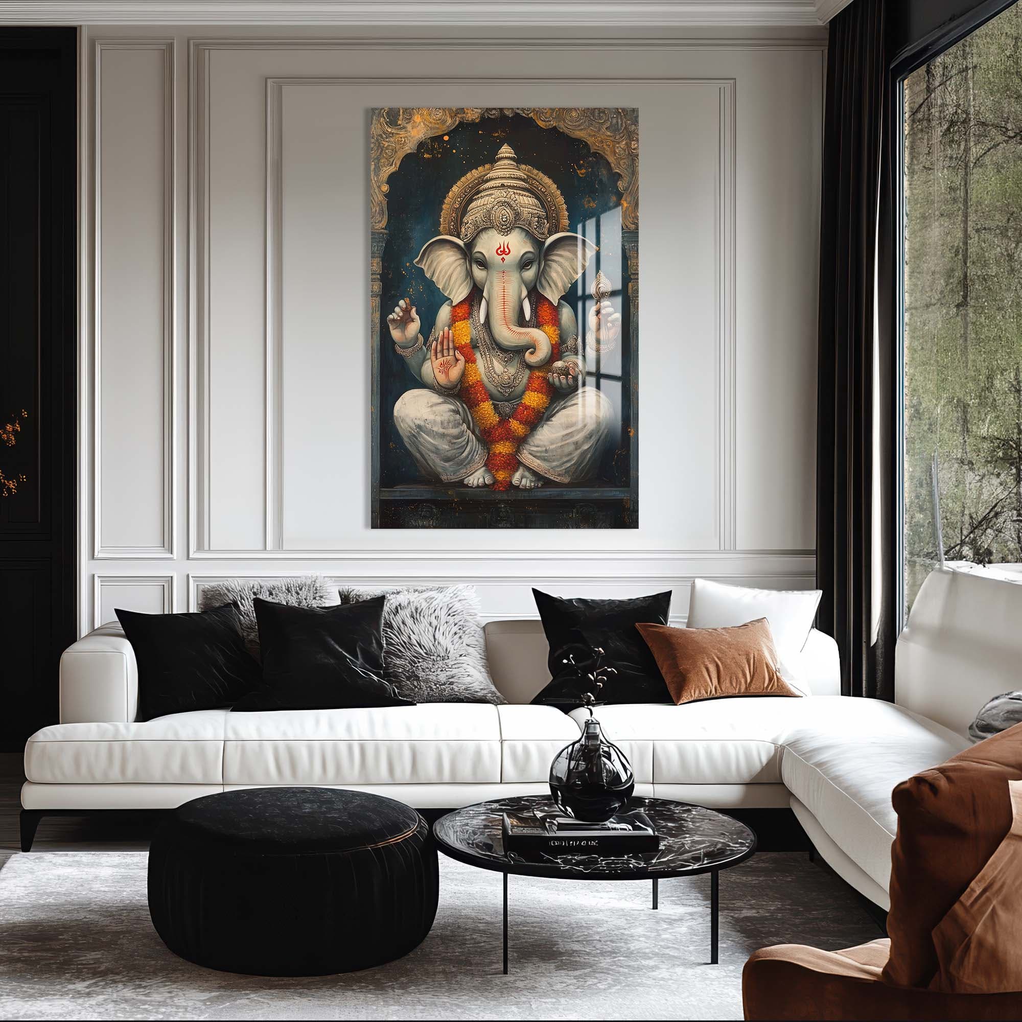 Artronauts Glass Print Sacred Ganesha- Hinduism Tempered Glass Wall Art