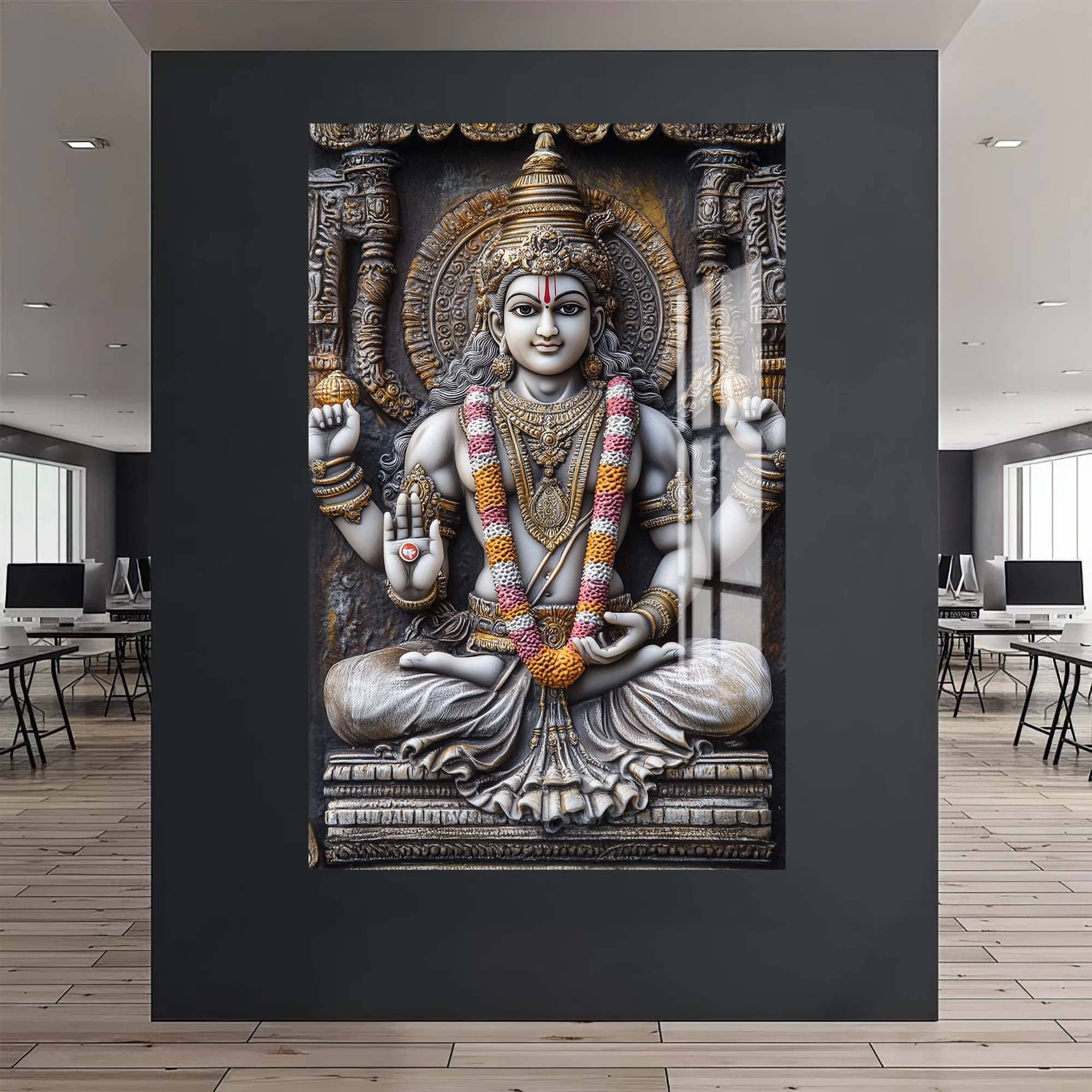 Artronauts Glass Print Eternal Vishnu- Hinduism Tempered Glass Wall Art