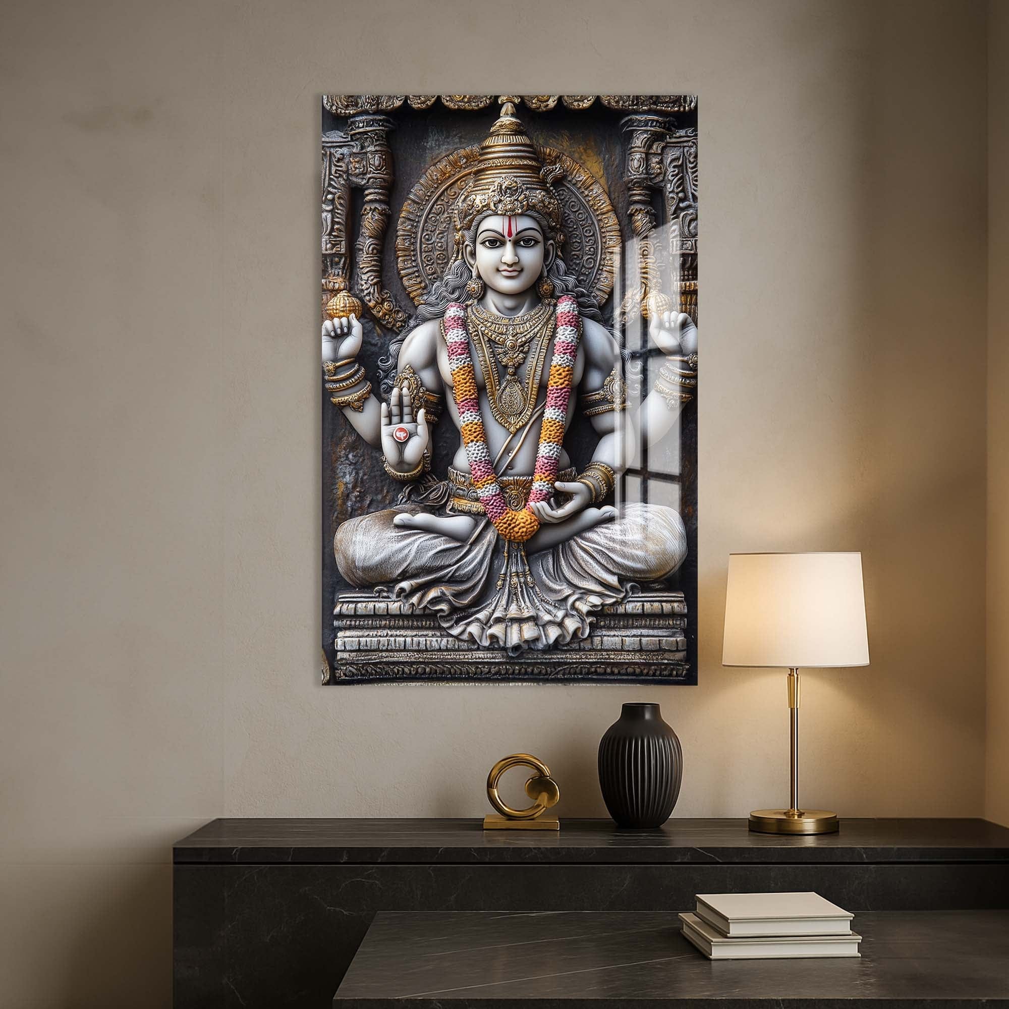 Artronauts Glass Print Eternal Vishnu- Hinduism Tempered Glass Wall Art