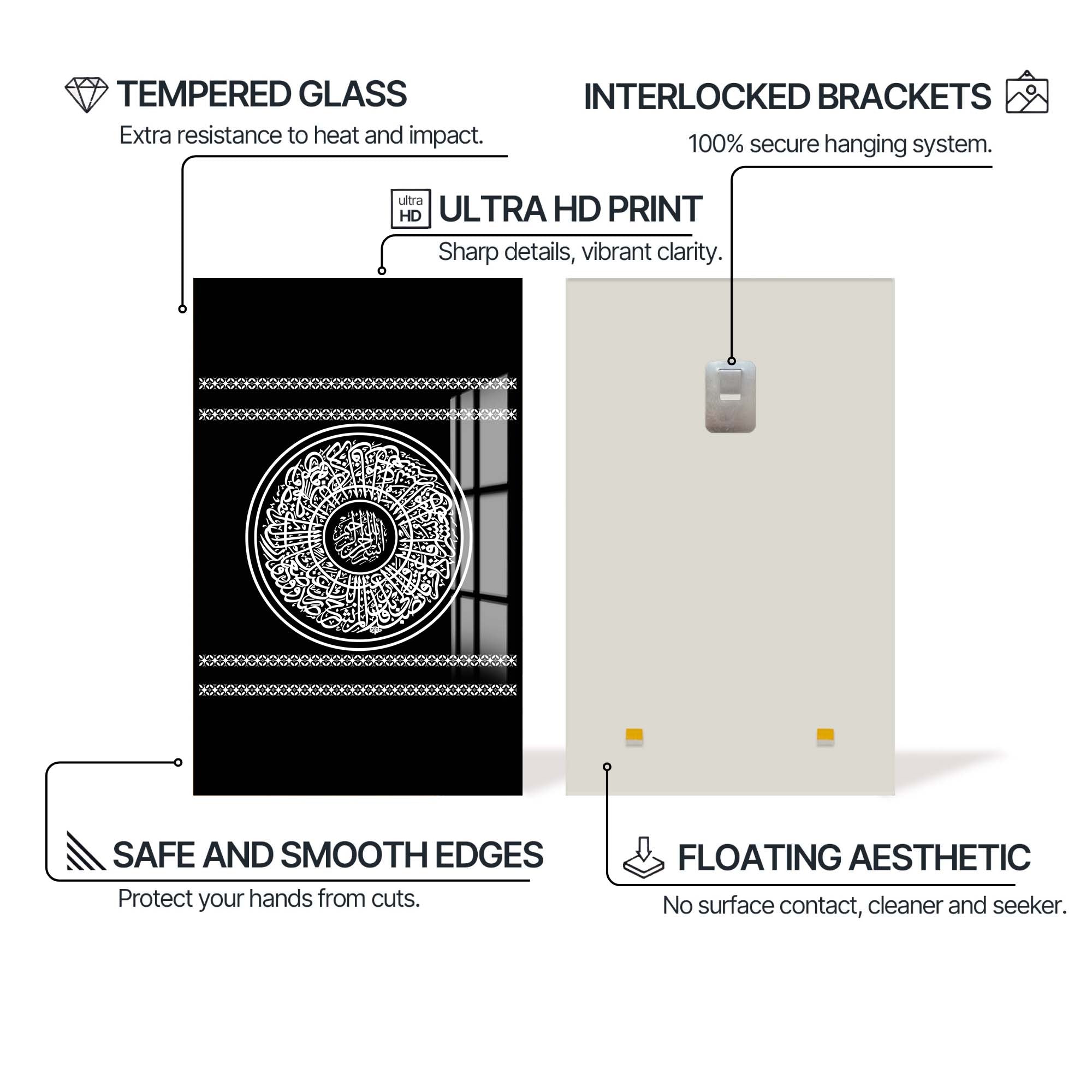 Artronauts Glass Print Surah Ikhlas- Islamic Tempered Glass Wall Art