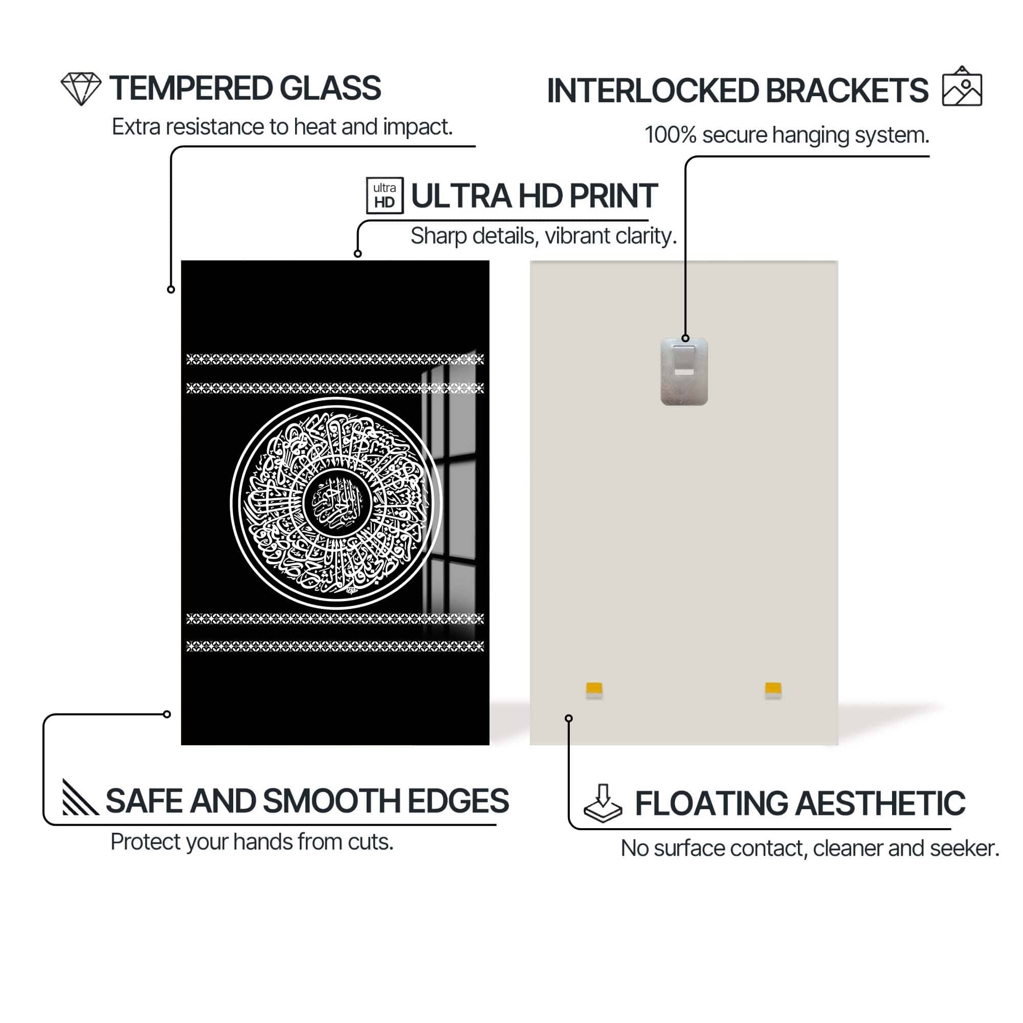 Artronauts Glass Print Surah Ikhlas- Islamic Tempered Glass Wall Art