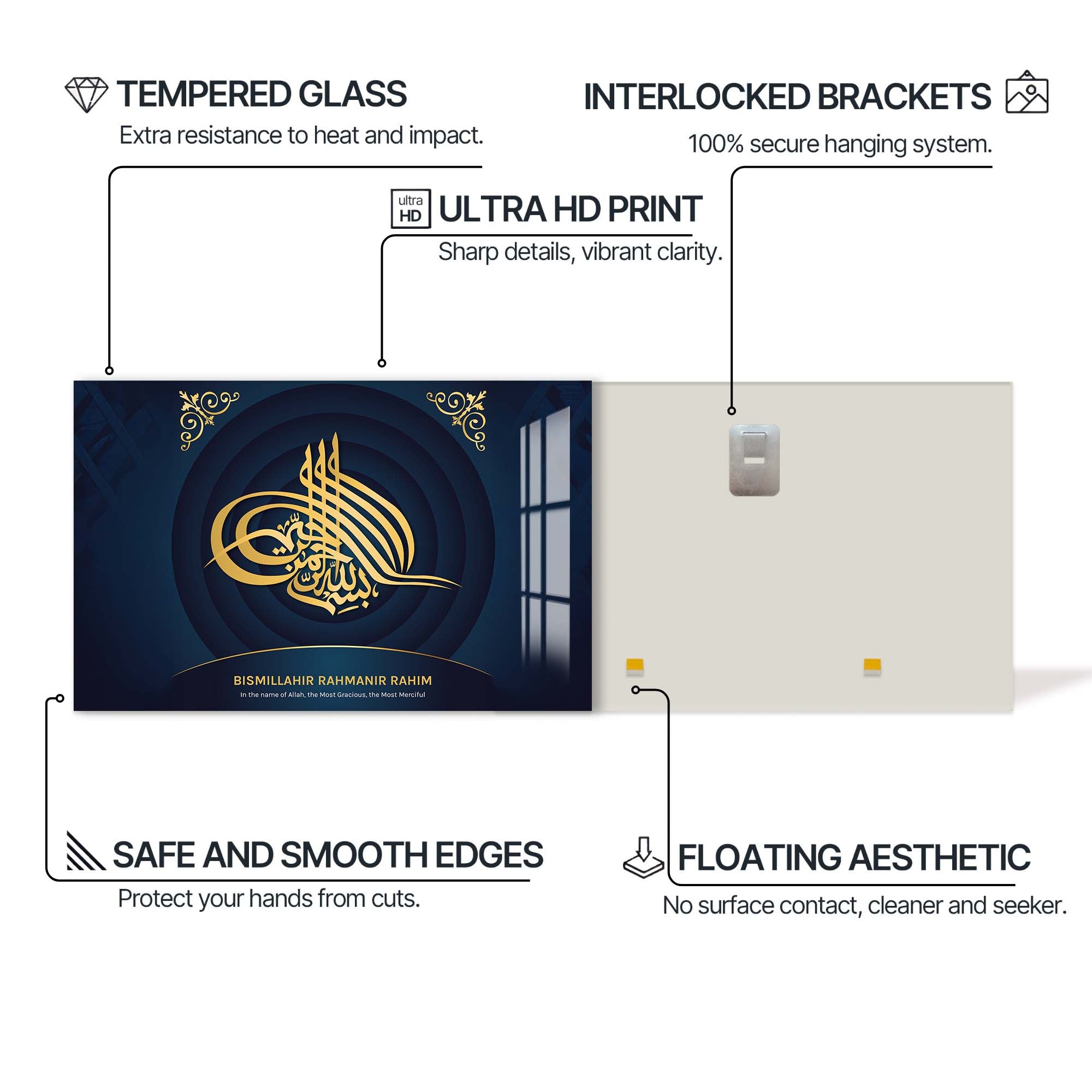 Divine Pair- Islamic Tempered Glass Wall Art