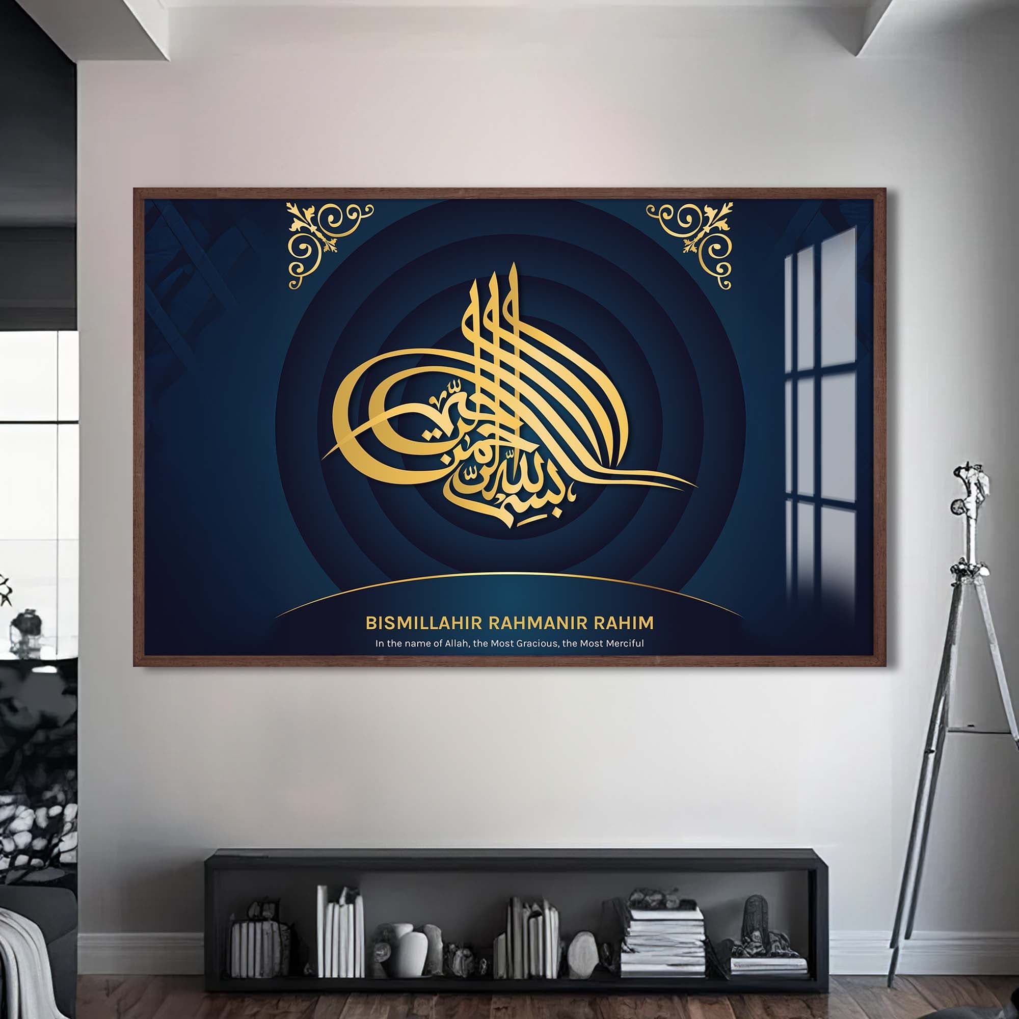 Artronauts Glass Print S | 72x46 cm | 28.3"x18.1" / Walnut Divine Pair- Islamic Tempered Glass Wall Art