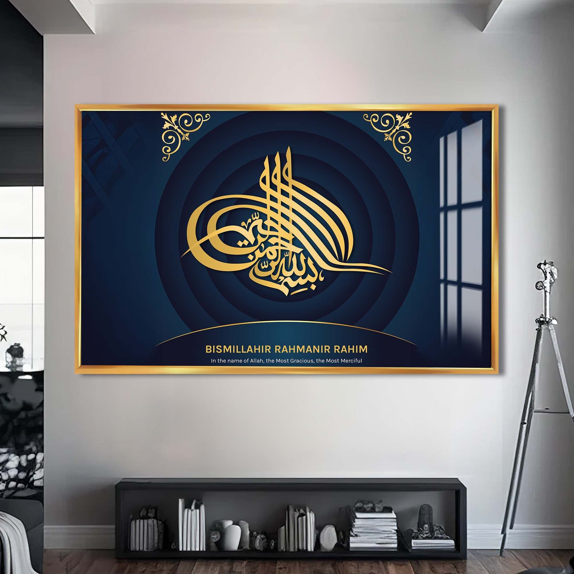 Artronauts Glass Print S | 72x46 cm | 28.3"x18.1" / Gold Divine Pair- Islamic Tempered Glass Wall Art