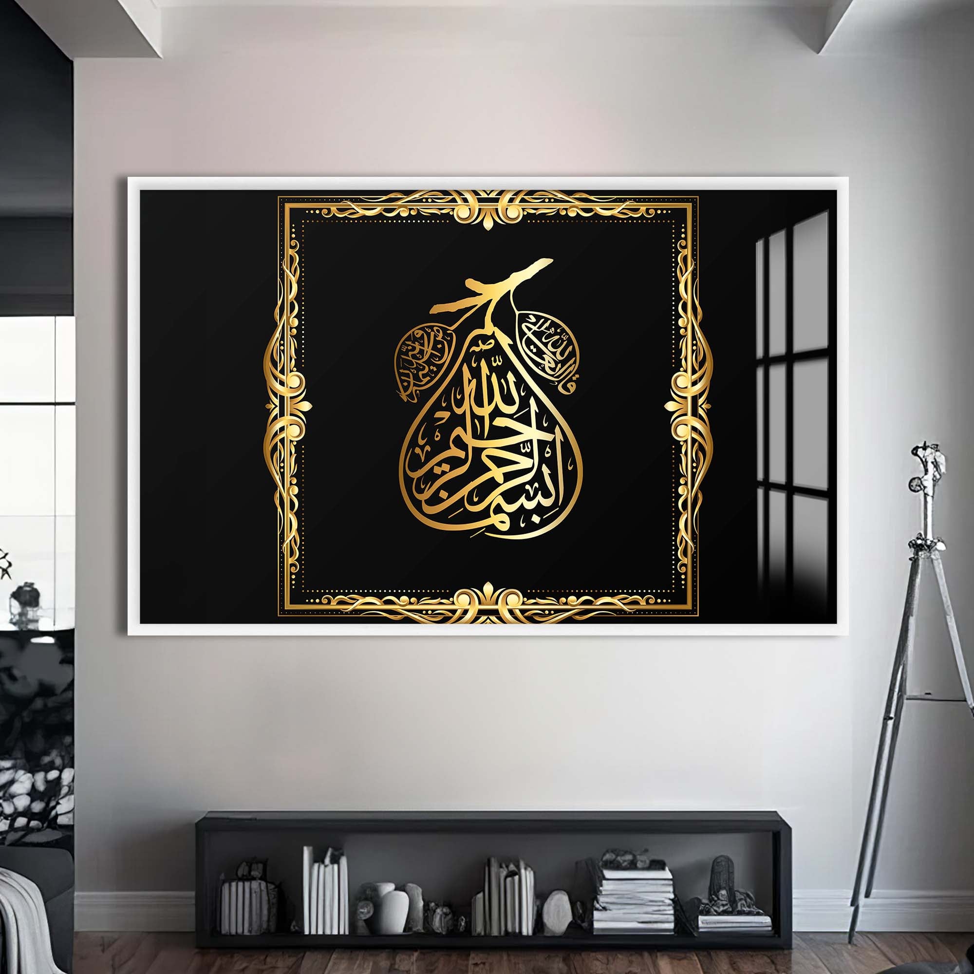 Artronauts Glass Print S | 72x46 cm | 28.3"x18.1" / White Prophetic Circles- Islamic Tempered Glass Wall Art