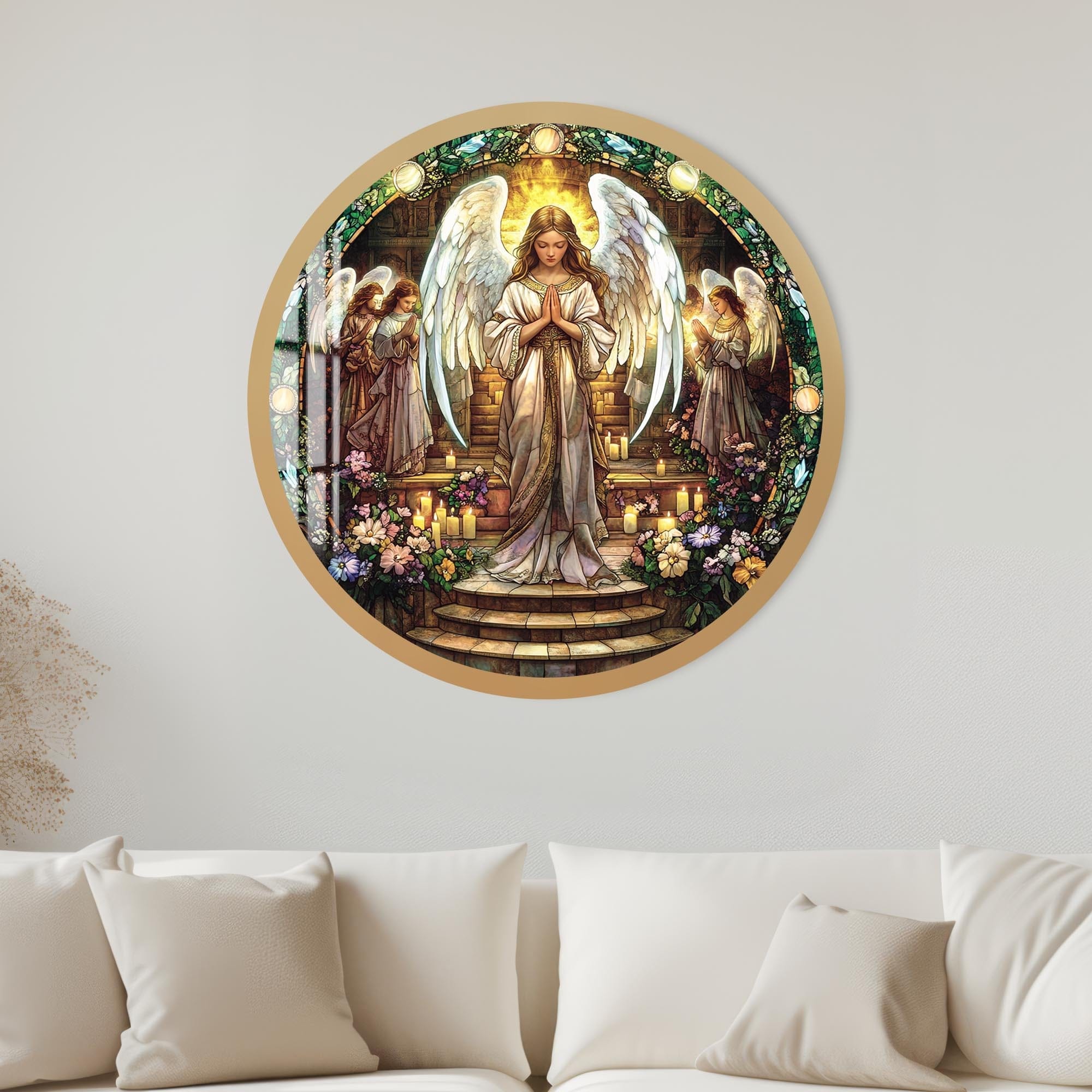 Artronauts Glass Print 40 cm ⌀ | 15.7" / Gold Heavenly Verse- Rounded Tempered Glass Wall Art