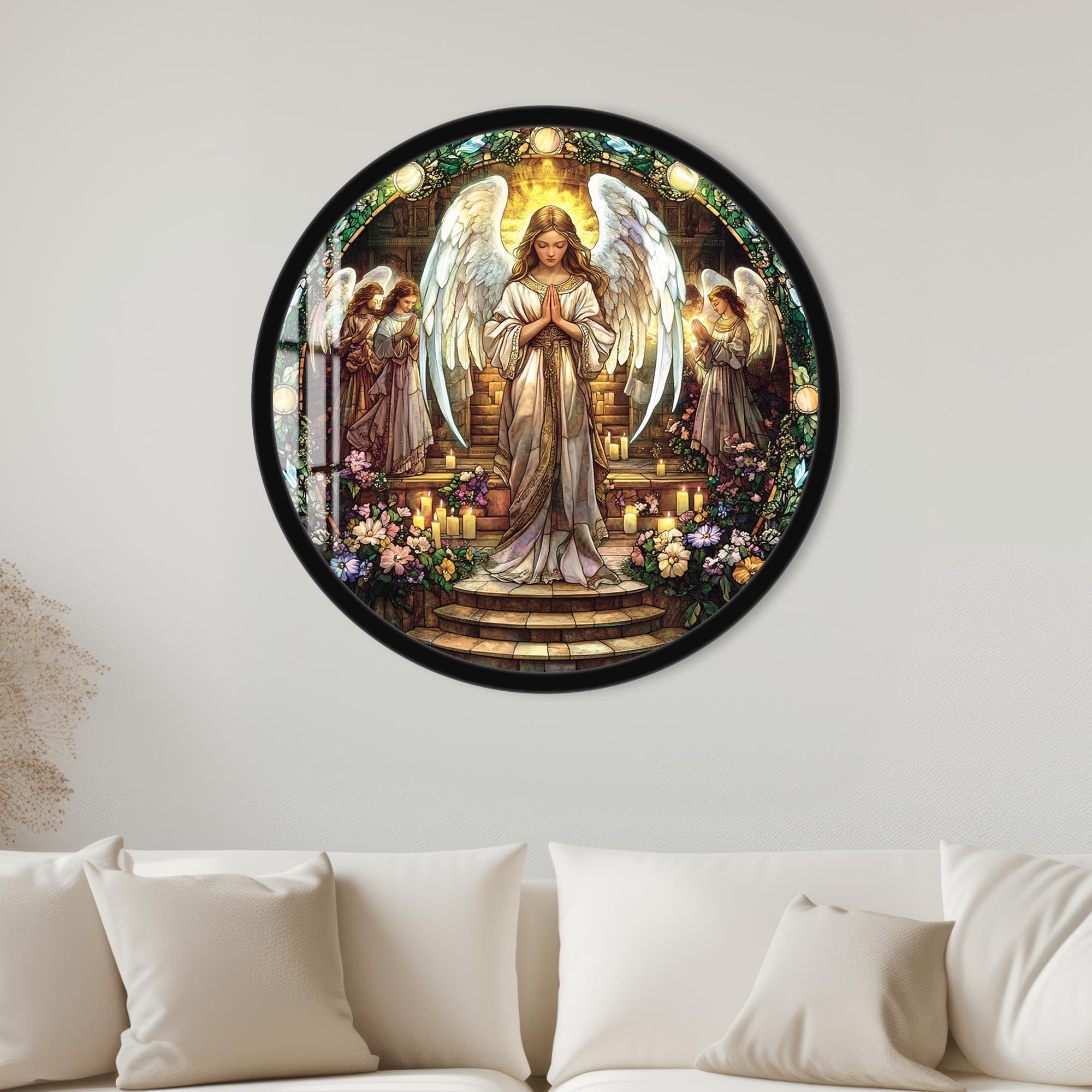 Artronauts Glass Print 40 cm ⌀ | 15.7" / Black Heavenly Verse- Rounded Tempered Glass Wall Art